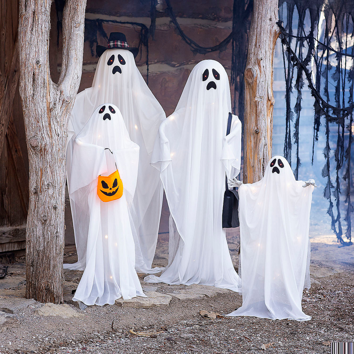 Light-Up Standing Ghost Family Halloween Decorations, 62 3/4"