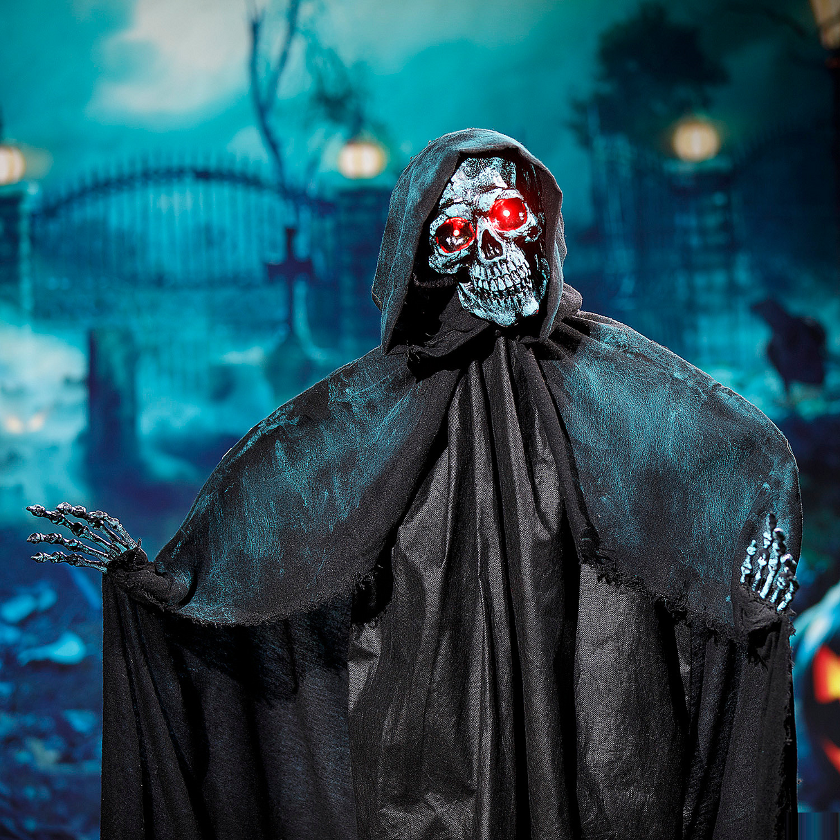 Animated Standing Skeleton of Death Plastic Statue 5 1/2 Ft.