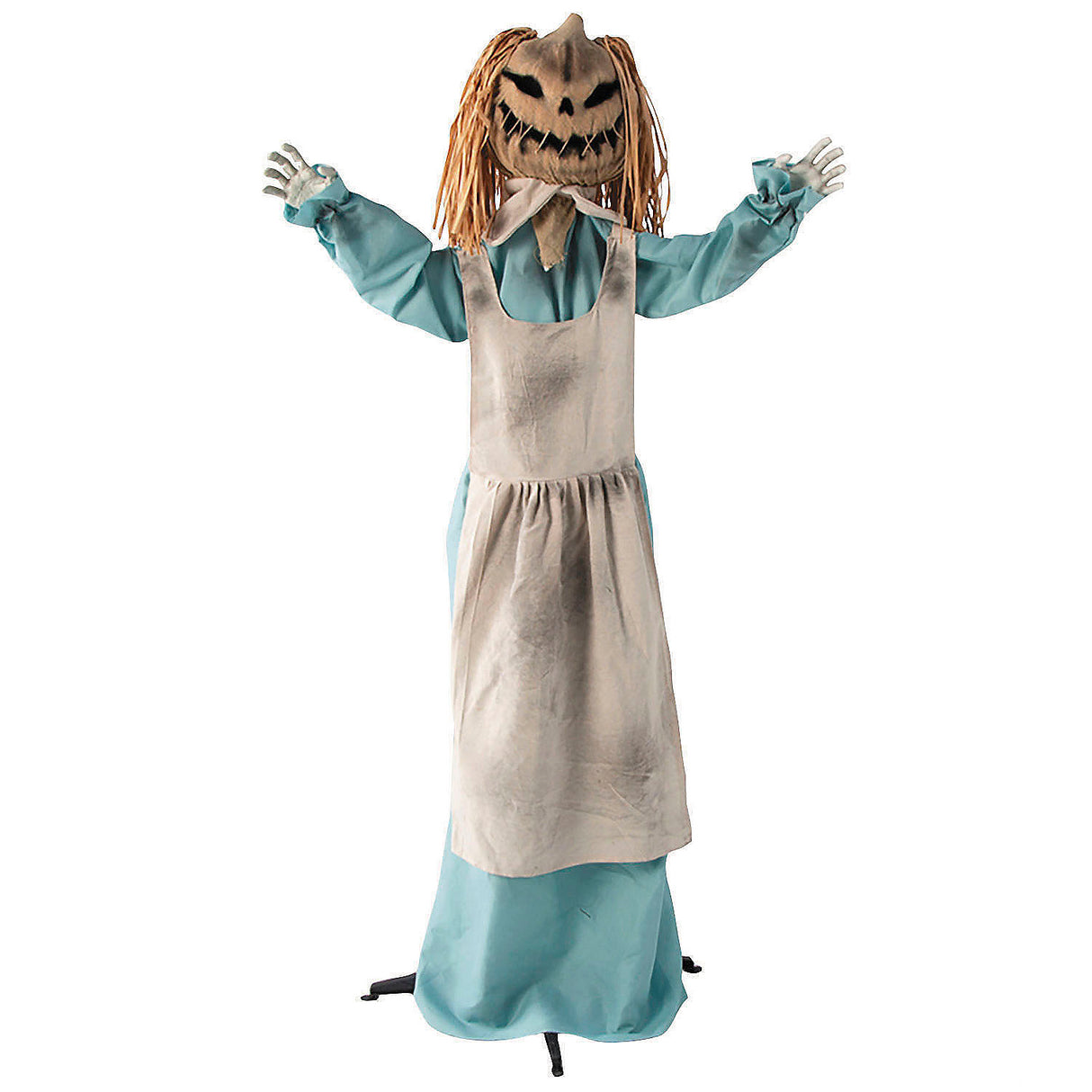 Spooky Animated Pumpkin Girl Doll for Halloween Displays and Decorations for Haunted Houses