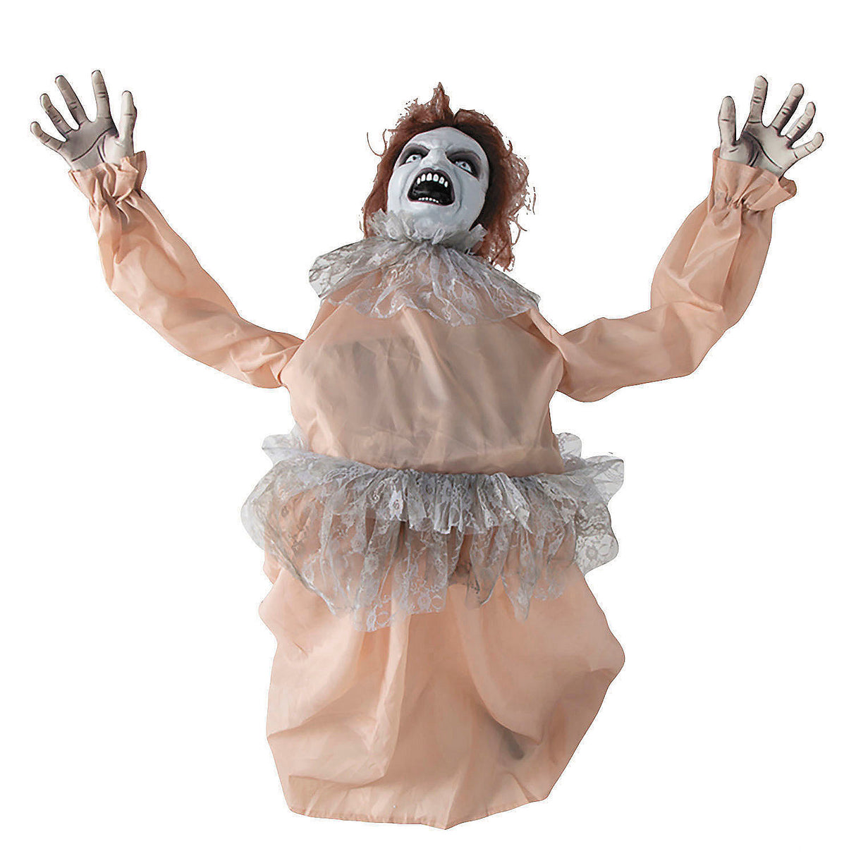 Animated Life-Size Bent Backwards Creepy Lady Decoration for Halloween Haunts and Spooky Displays