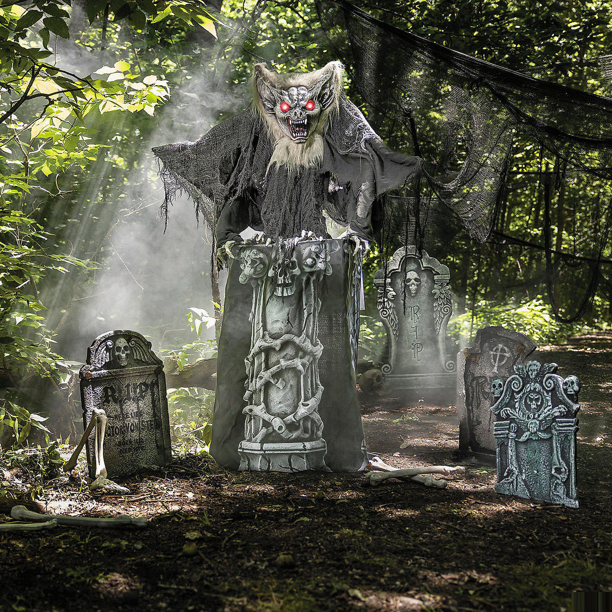 Eye-Catching 4 Ft 9 Animated Light-Up Gargoyle for Halloween Decorations and Spooky Displays