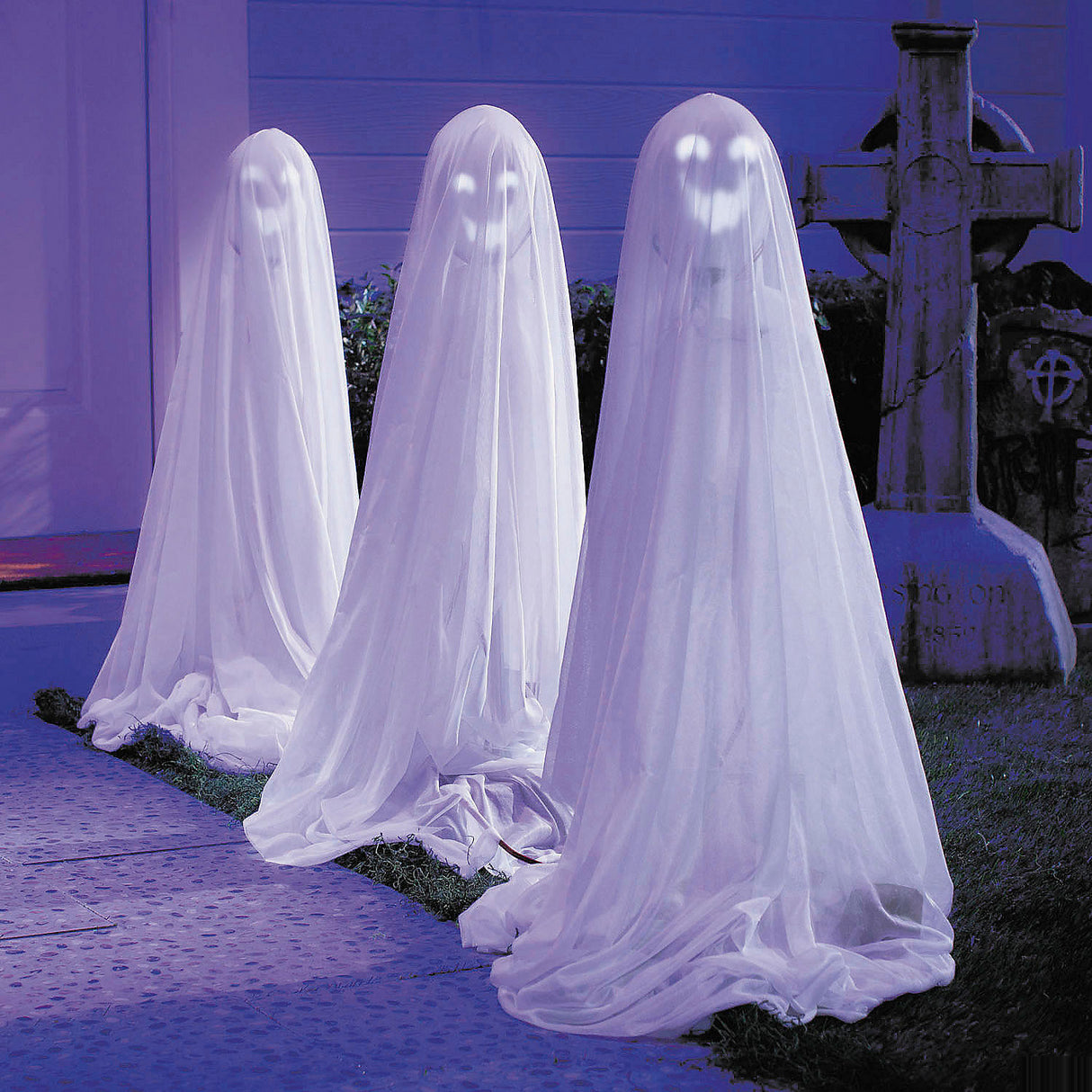 Talking Light-Up White Ghosts Set for Halloween Decorations Parties and Spooky Events