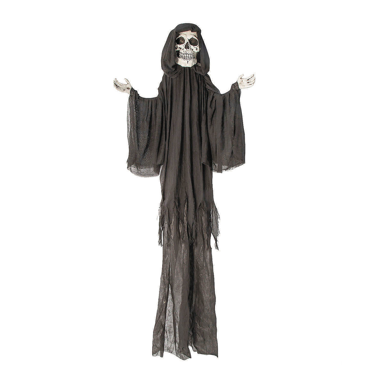 8 Ft. 2" Hanging Skeleton Reaper with Black Cloak Halloween Decoration