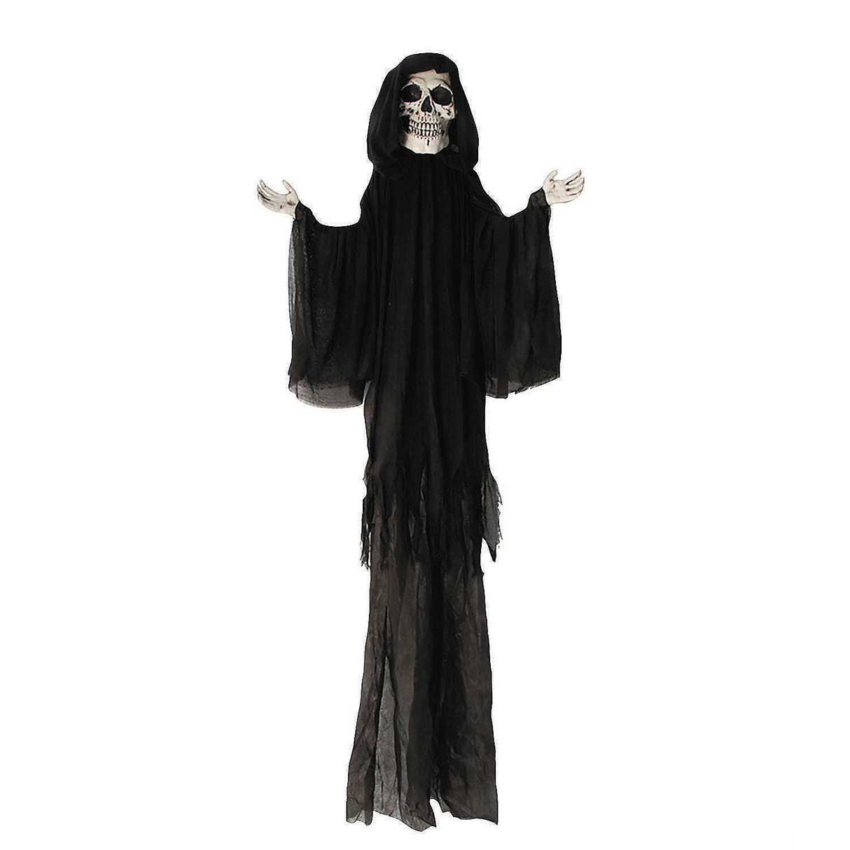 8 Ft. 2" Hanging Skeleton Reaper with Black Cloak Halloween Decoration