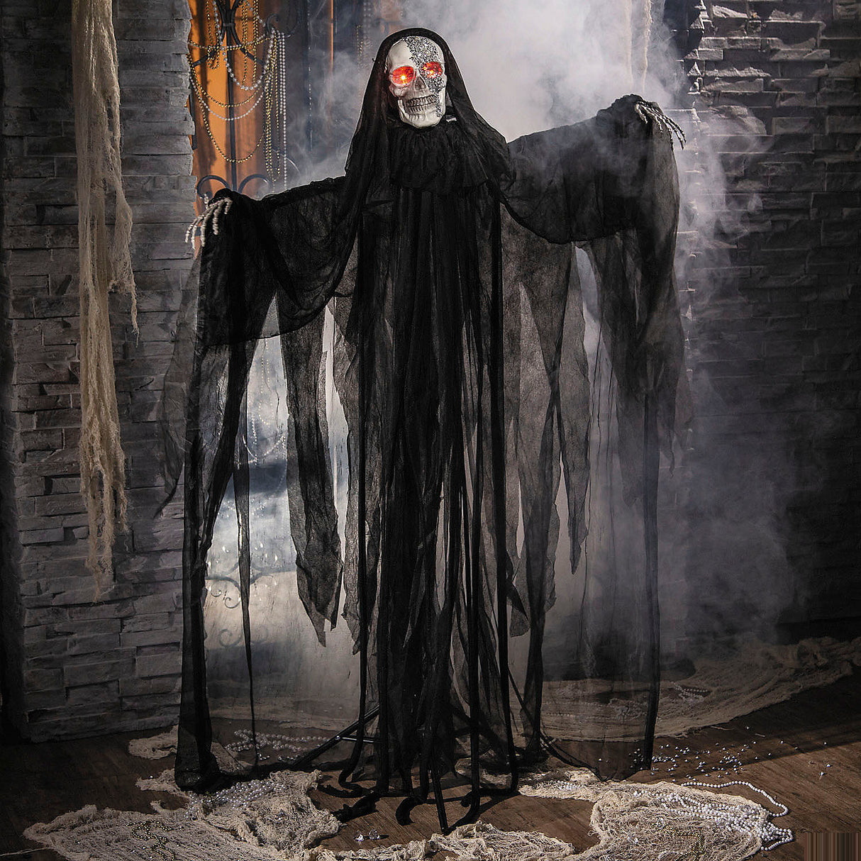 5 Ft Animated Light-Up Skeleton Man Halloween Decoration for Spooky Parties and Festive Displays