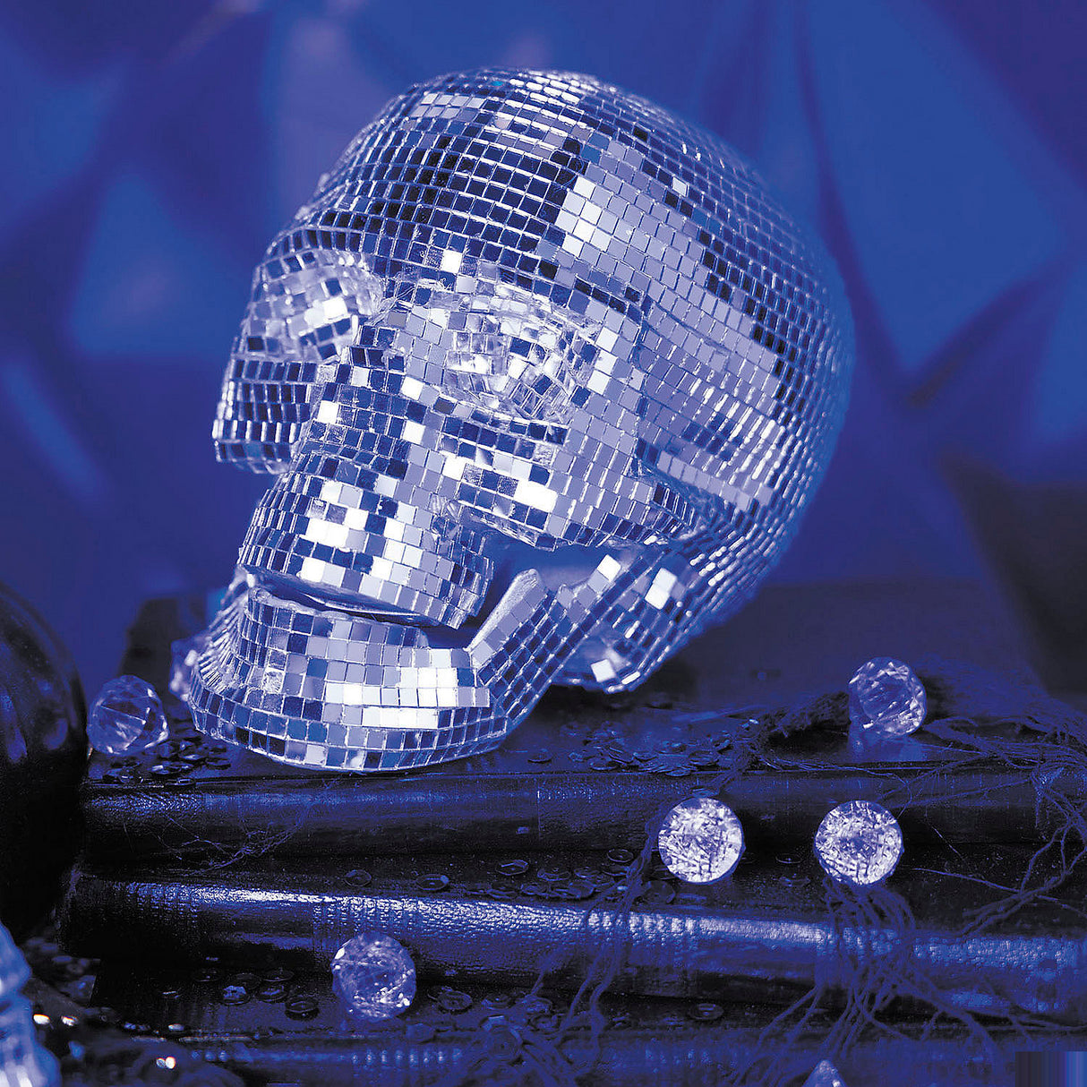 Sparkling Disco Mosaic Skull Decoration for Halloween Displays and Festive Events