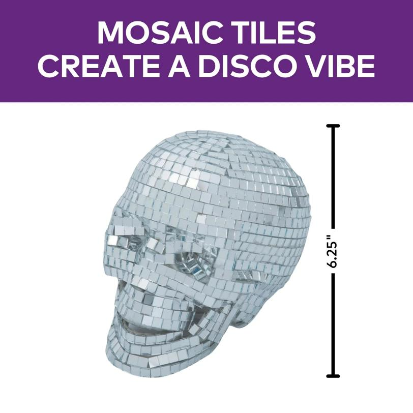 6 1/4" Disco Mosaic Skull Halloween Decoration