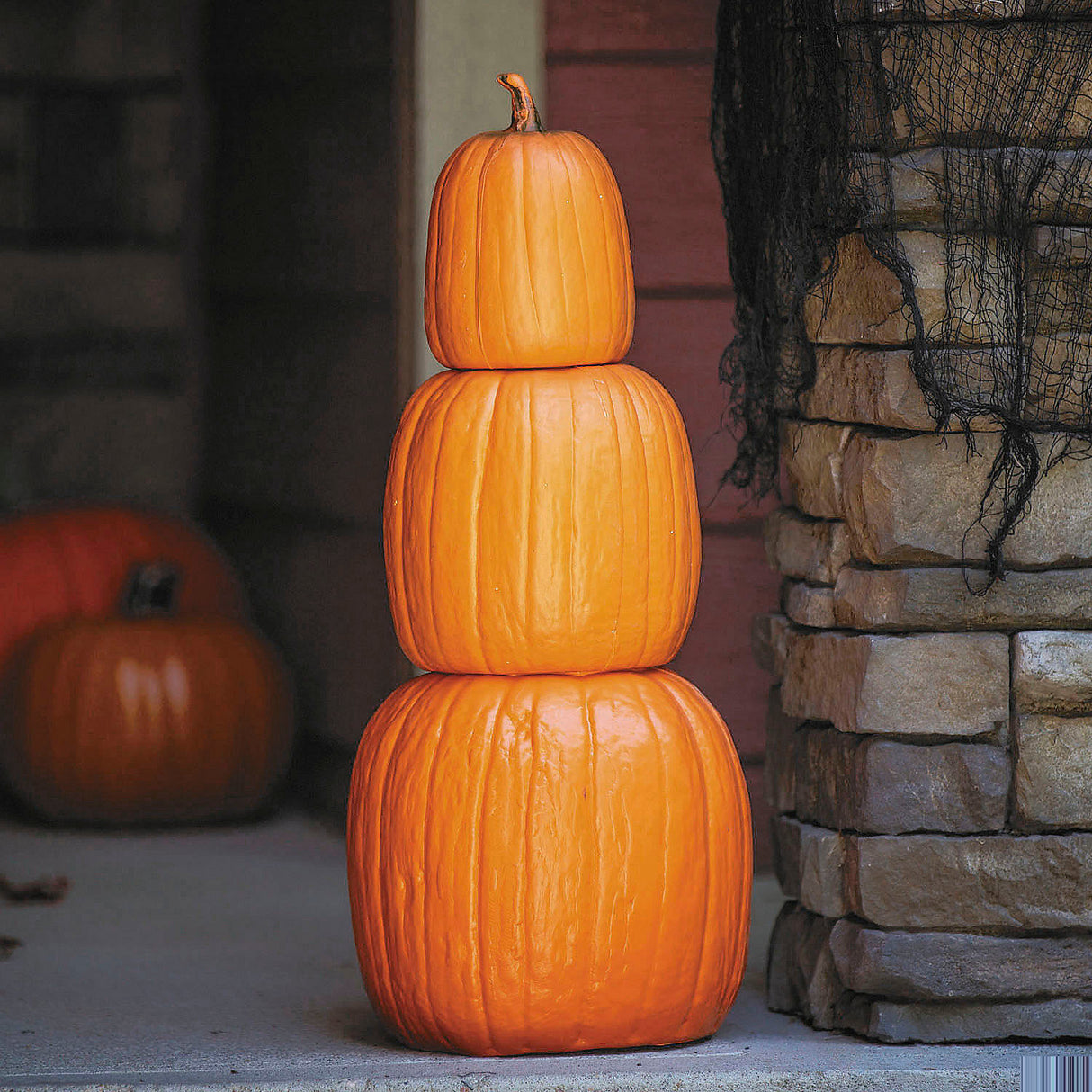 Decorative Nested Orange Plastic Pumpkins for Halloween and Thanksgiving Parties and Festive Events
