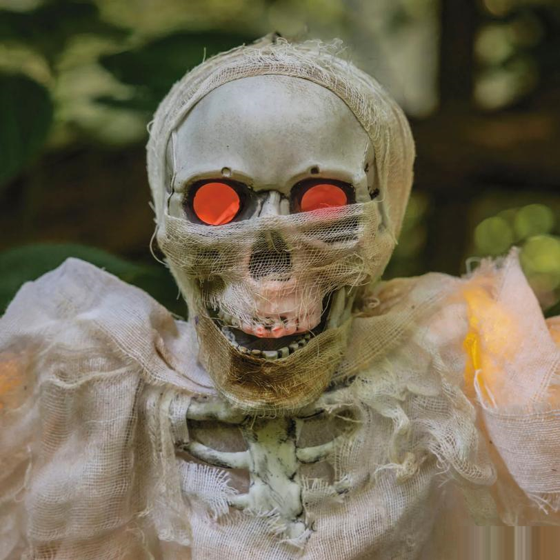 34 3/4" Standing Light-Up Skeleton Mummy Halloween Decoration