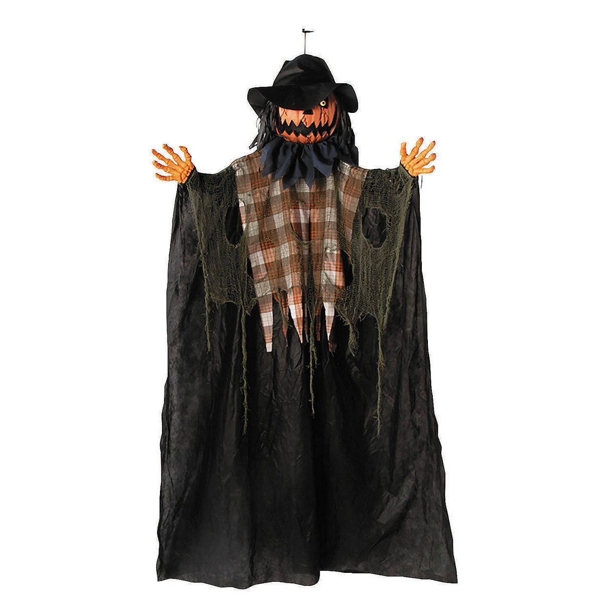 6 Ft Animated Hanging Pumpkin Man Decoration for Halloween Parties Haunted House Displays and Spooky Decor
