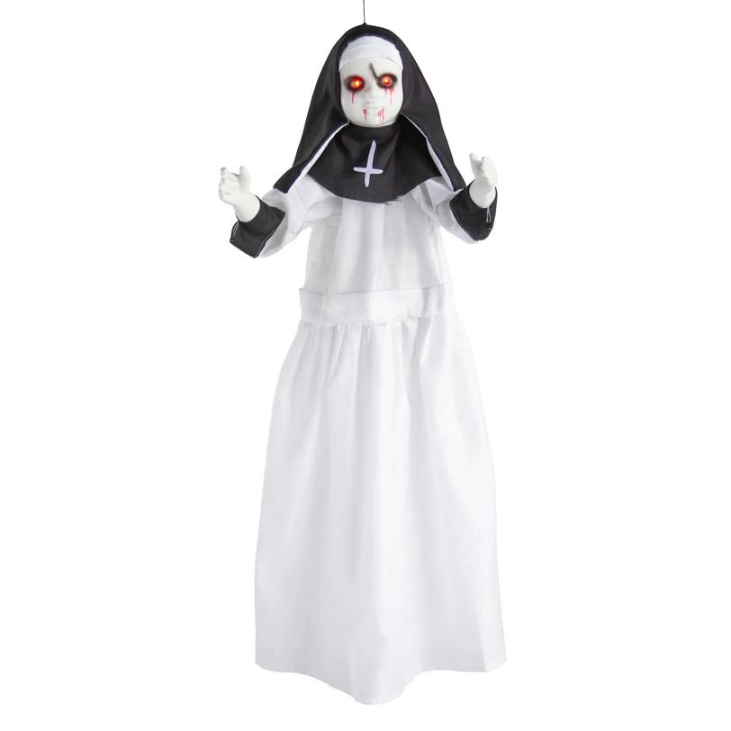 3 Ft. Light-Up Eyes Hanging Nun Halloween Decoration