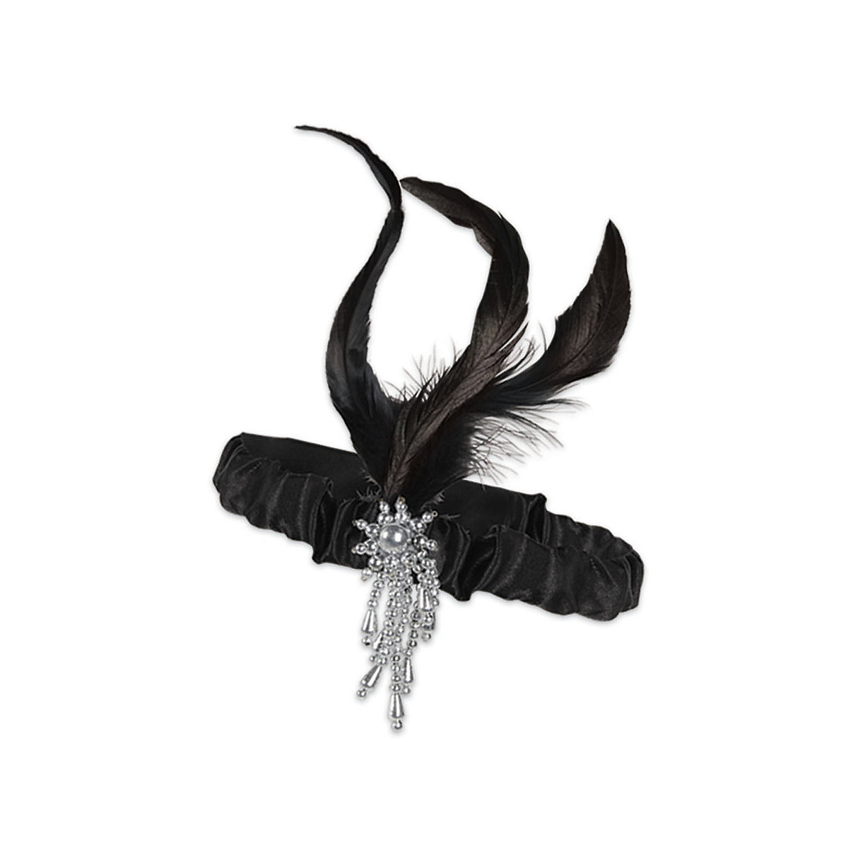 Stylish Black Flapper Headband with Feathers for Vintage Parties and Themed Events