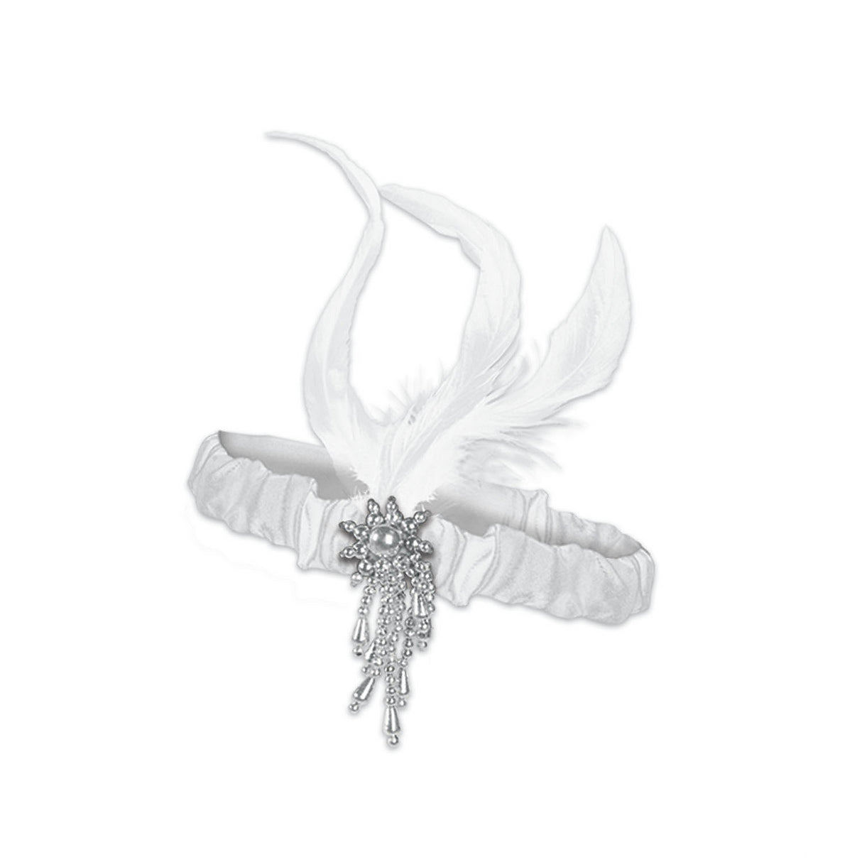 Stylish Adults White Flapper Headband with Feathers for Flapper Costumes and Vintage Parties