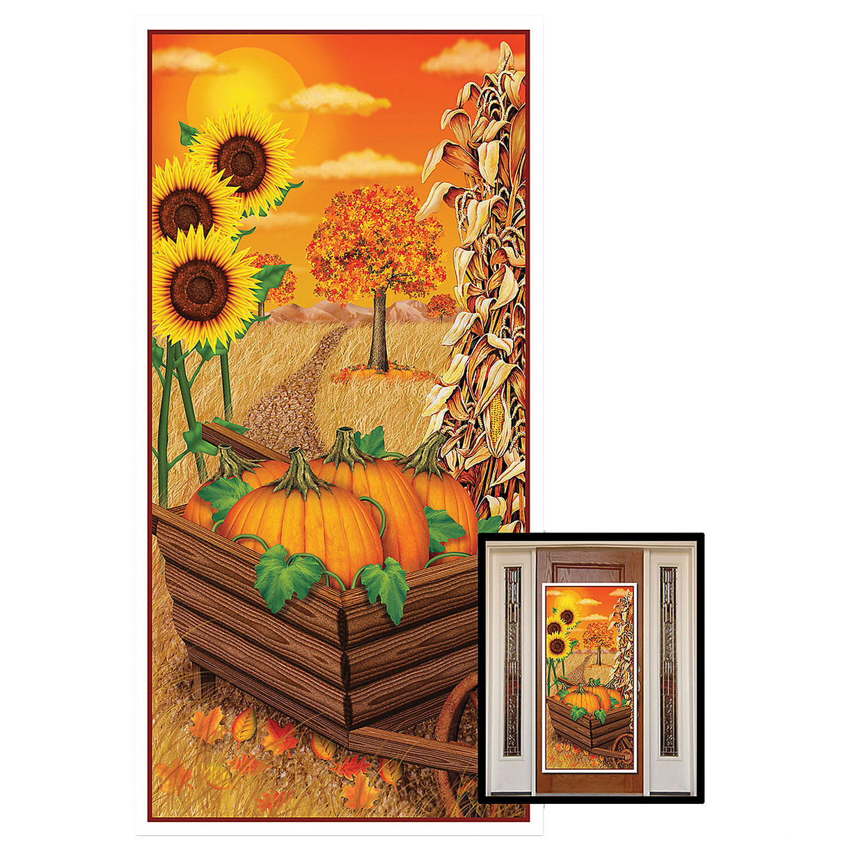 Vibrant Fall Door Cover 30in x 5 for Seasonal Decor Halloween Gatherings and Autumn Celebrations