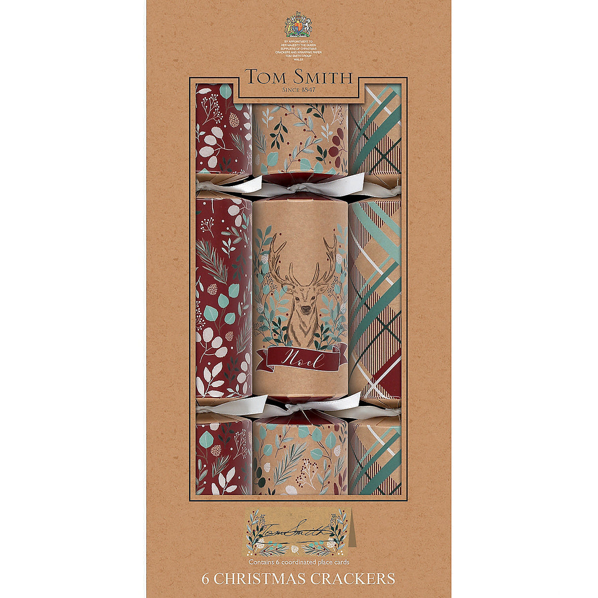 Classic Tom Smith Kraft Paper Dinner Party Crackers for Christmas Celebrations Holiday Festivities and Family Gatherings