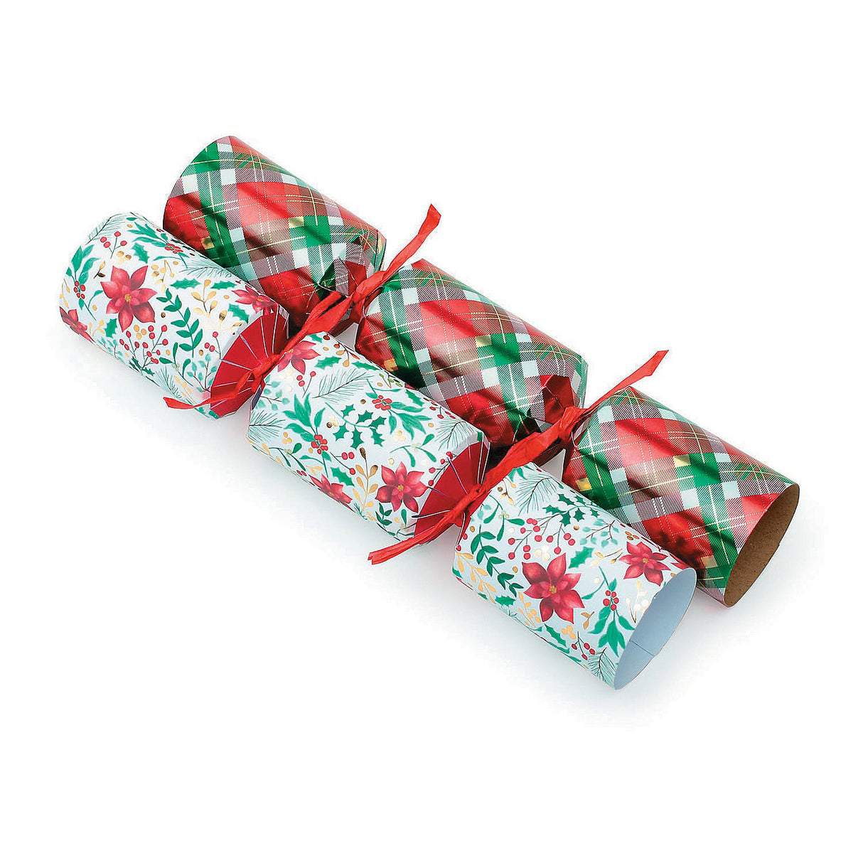 Luxury Christmas Party Crackers with Red and Green Plaid Design for Holiday Gatherings and Festive Table Settings