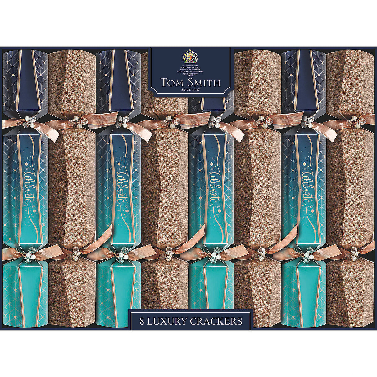 Luxury Blue and Gold Christmas Party Crackers Set for Holiday Gatherings and Festive Celebrations