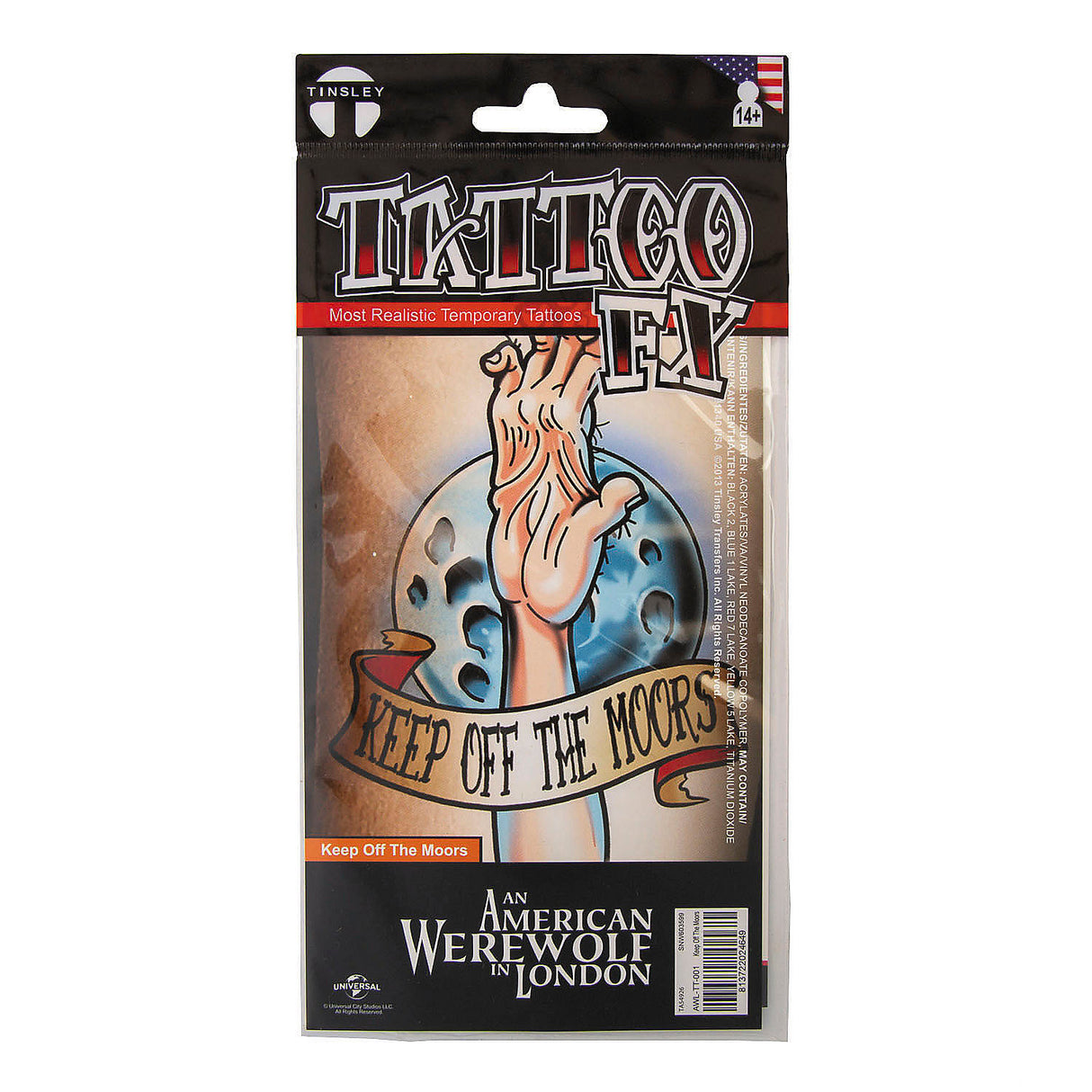 Tinsley Transfers An American Werewolf Temporary Tattoo for Halloween Parties Horror Events and Movie Nights