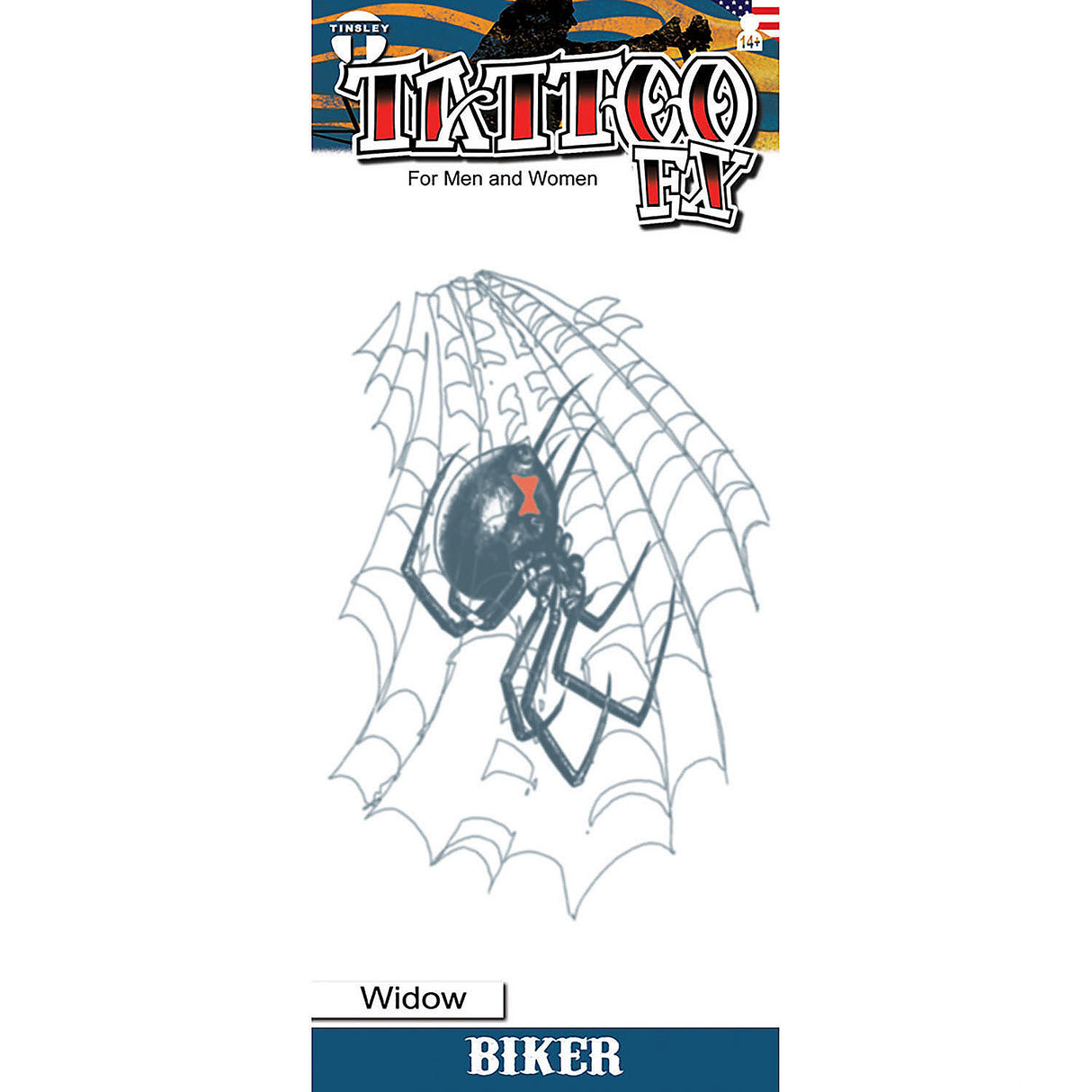 Tinsley Transfers Biker Widow Temporary Tattoo for Halloween Cosplay Costume Parties and Themed Events