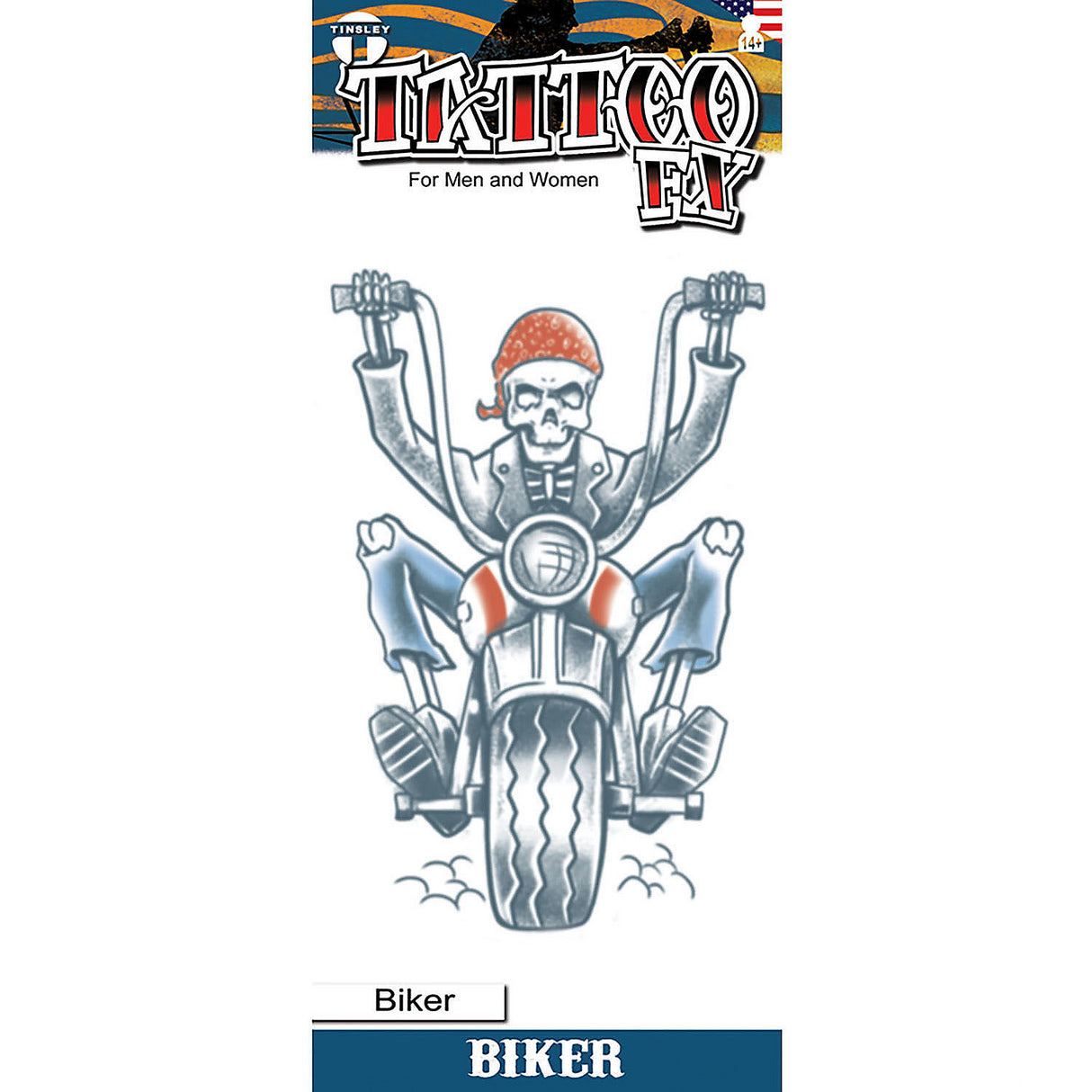 Tinsley Transfers Biker Temporary Tattoo for Halloween Parties Biker Events and Themed Gatherings