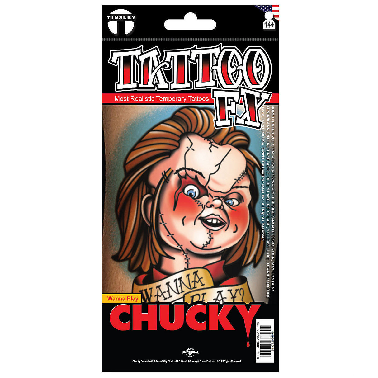 Chucky Wanna Play Temporary Tattoo for Halloween Parties Horror Events and Themed Gatherings