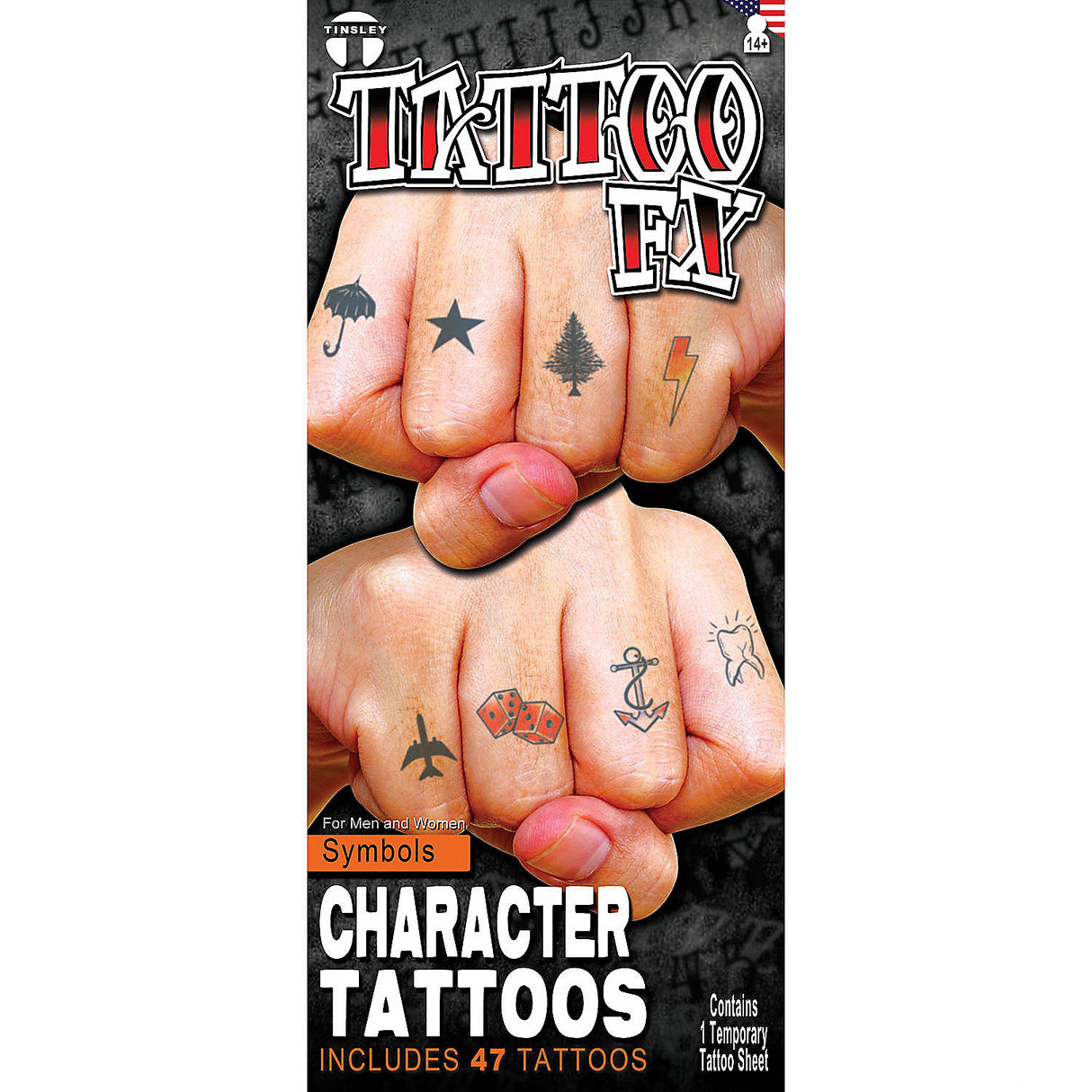 Fun Tinsley Transfers Symbols for Knuckles Temporary Tattoos for Punk Rocker Costumes and Everyday Fun