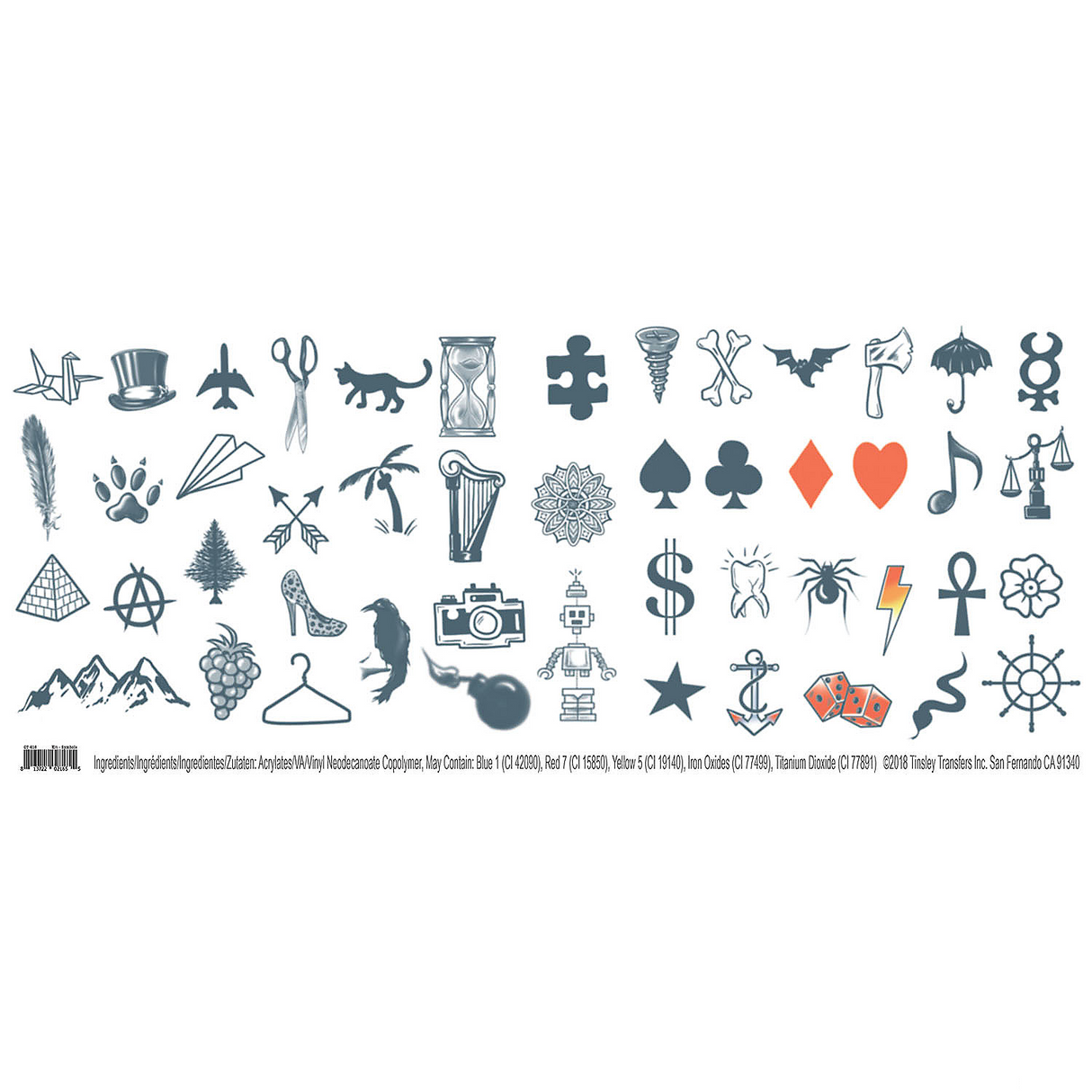 Tinsley Transfers Symbols for Knuckles Temporary Tattoos