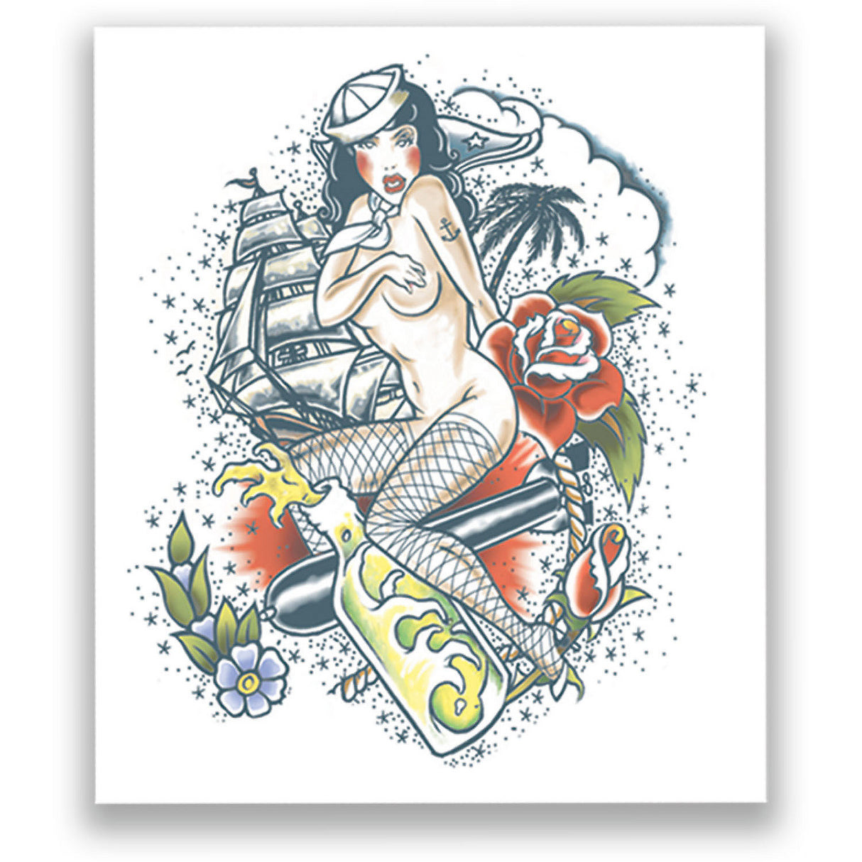 Realistic Extra Large Sailor Temporary Tattoo for Halloween Costumes and Unique DIY Ensembles