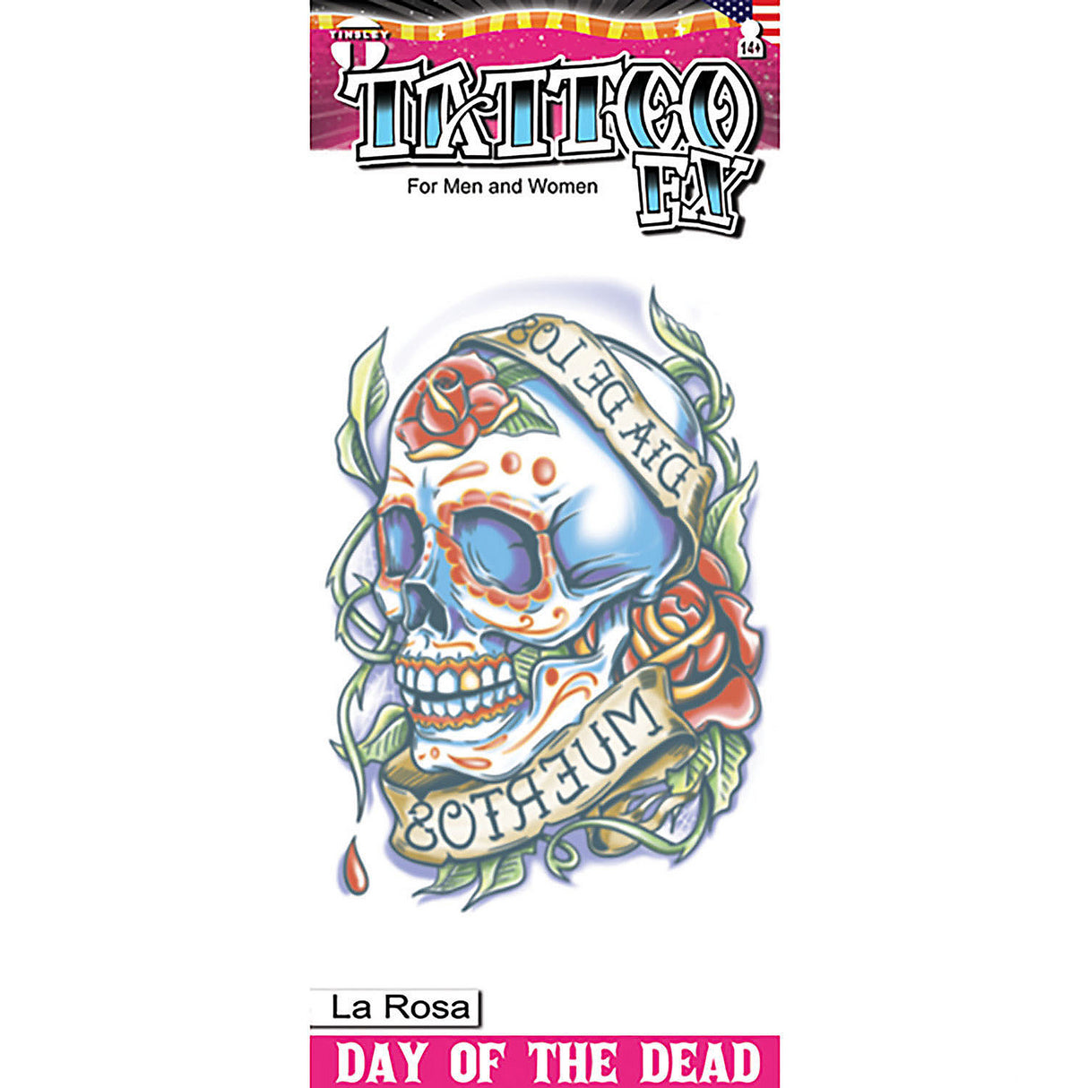 Vibrant Day of the Dead La Rosa Temporary Tattoo for Festivals Face Paint and Creative Celebrations