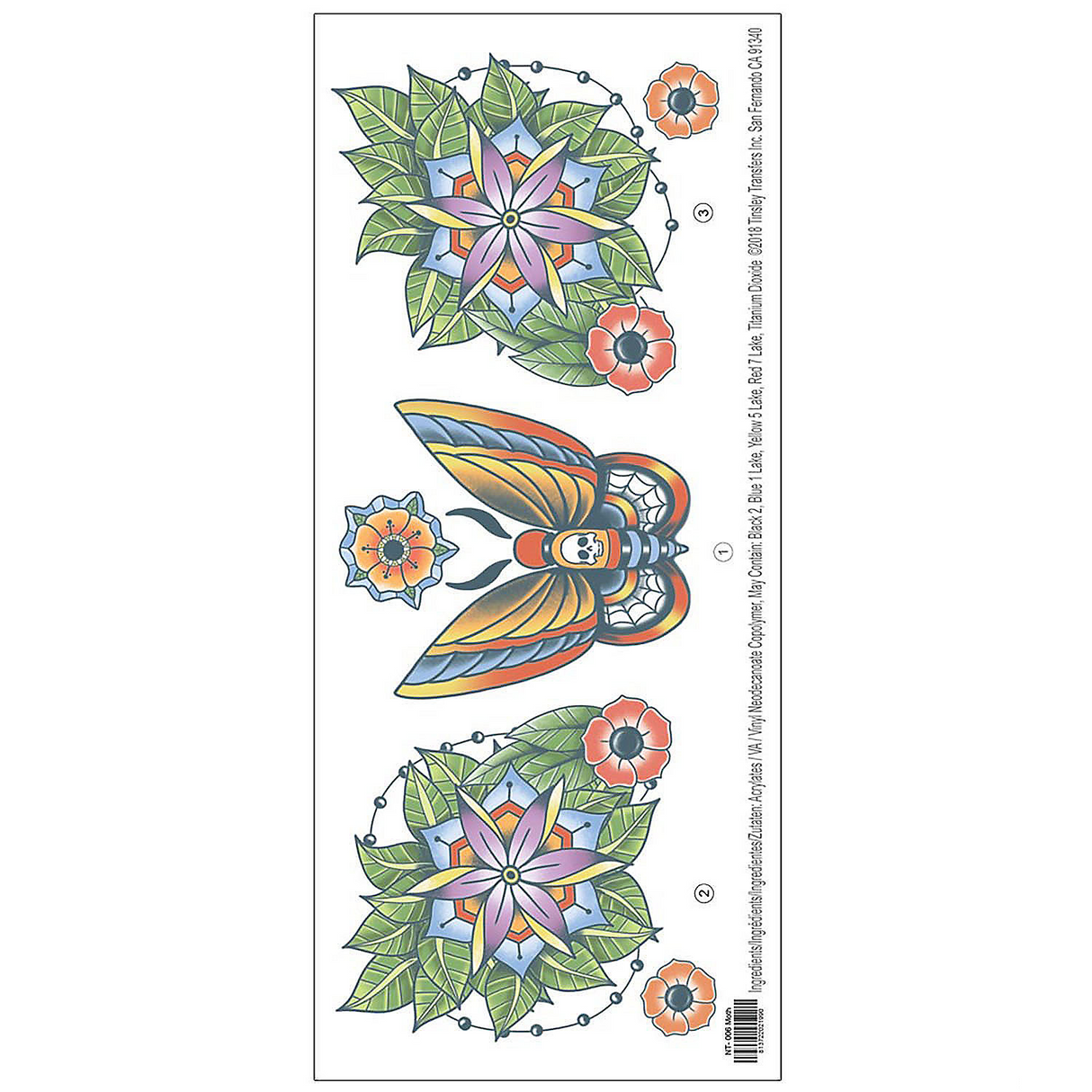 Tinsley Transfers Neck Tattoo Moth Temporary Tattoos