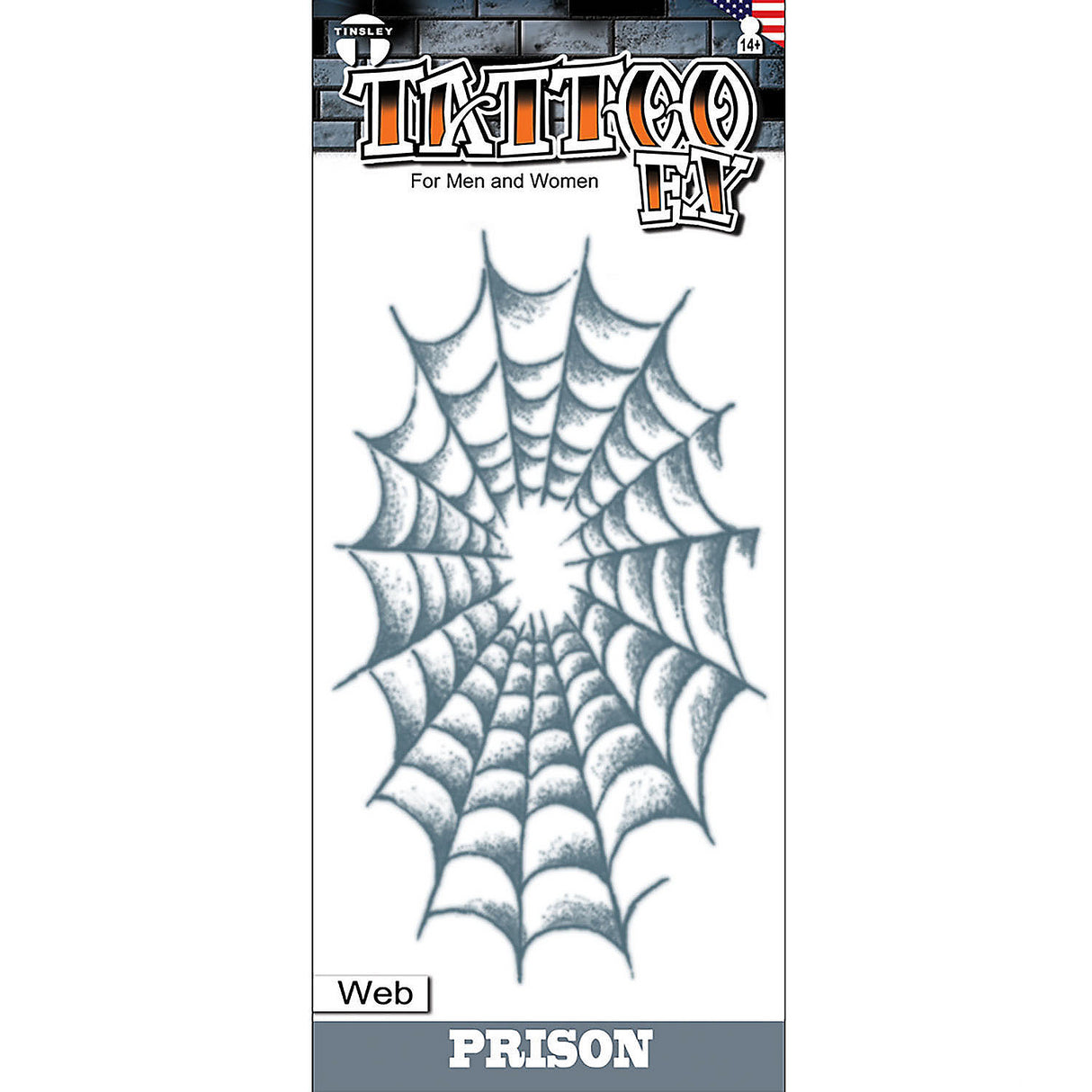 Tinsley Transfers Spider Web Temporary Tattoo for Halloween Costume Parties and Themed Events