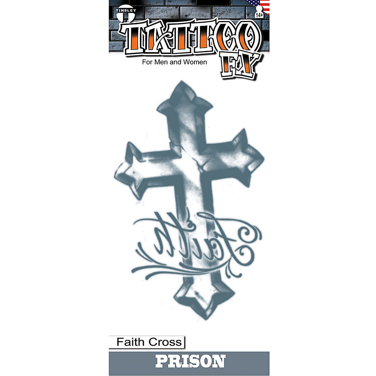 Tinsley Transfers Faith Cross Temporary Tattoo for Religious Events and Personal Expression