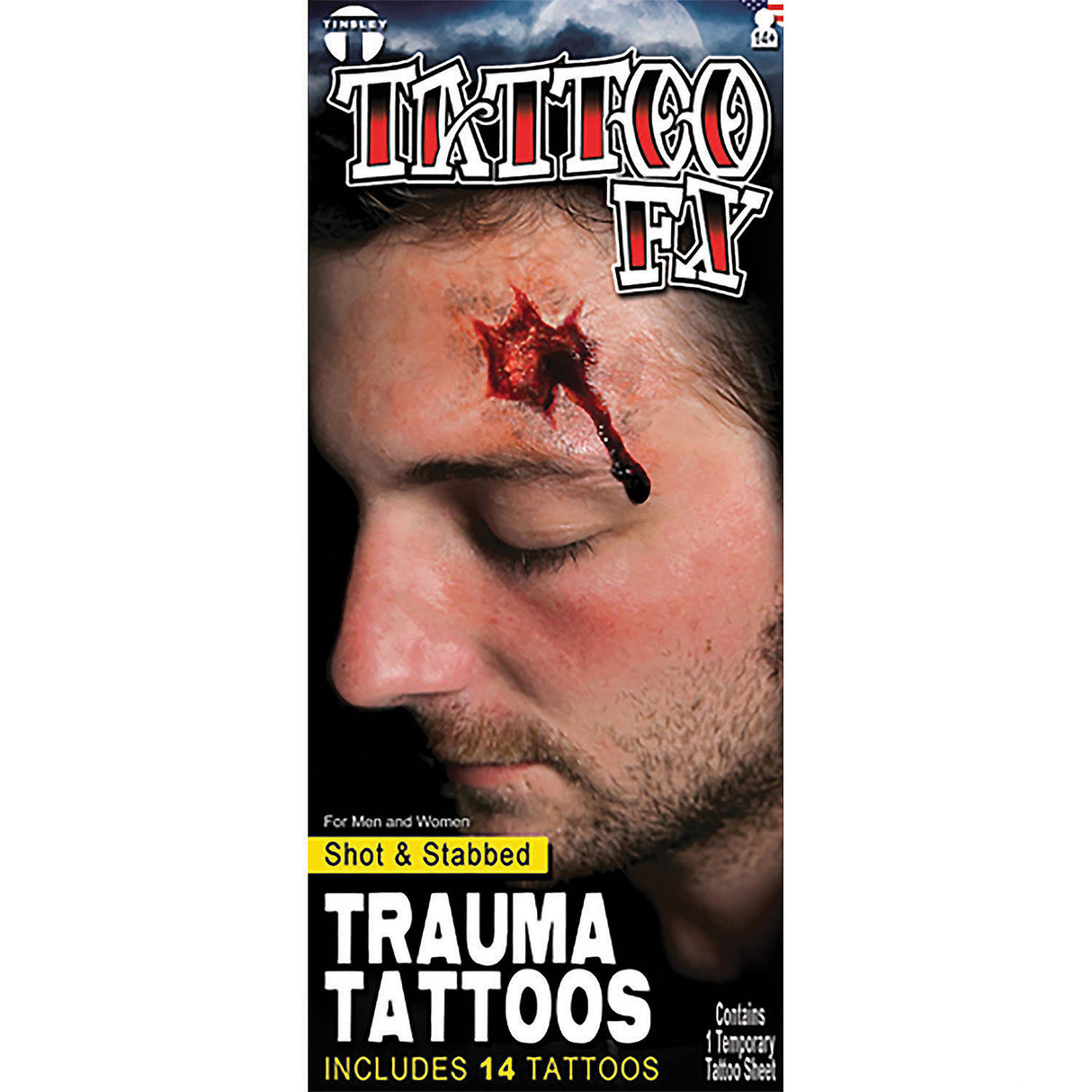 Realistic Shot Stabbed Trauma Tattoo FX for Horror Themes Halloween Costumes and Creative Makeup