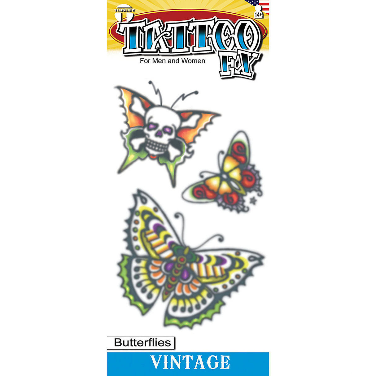 Vintage 1960 Butterflies Temporary Tattoo for Halloween Parties Creative Costuming and Fun Events