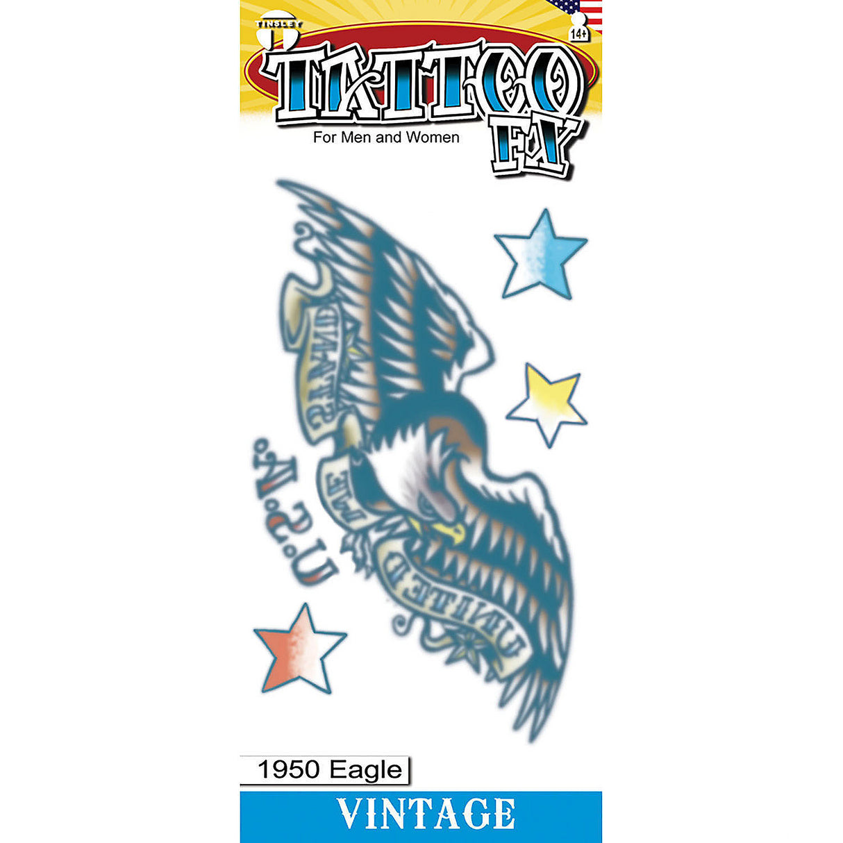 Vintage 1950 Eagle Temporary Tattoo for Retro Themed Events Costume Parties and Festive Occasions