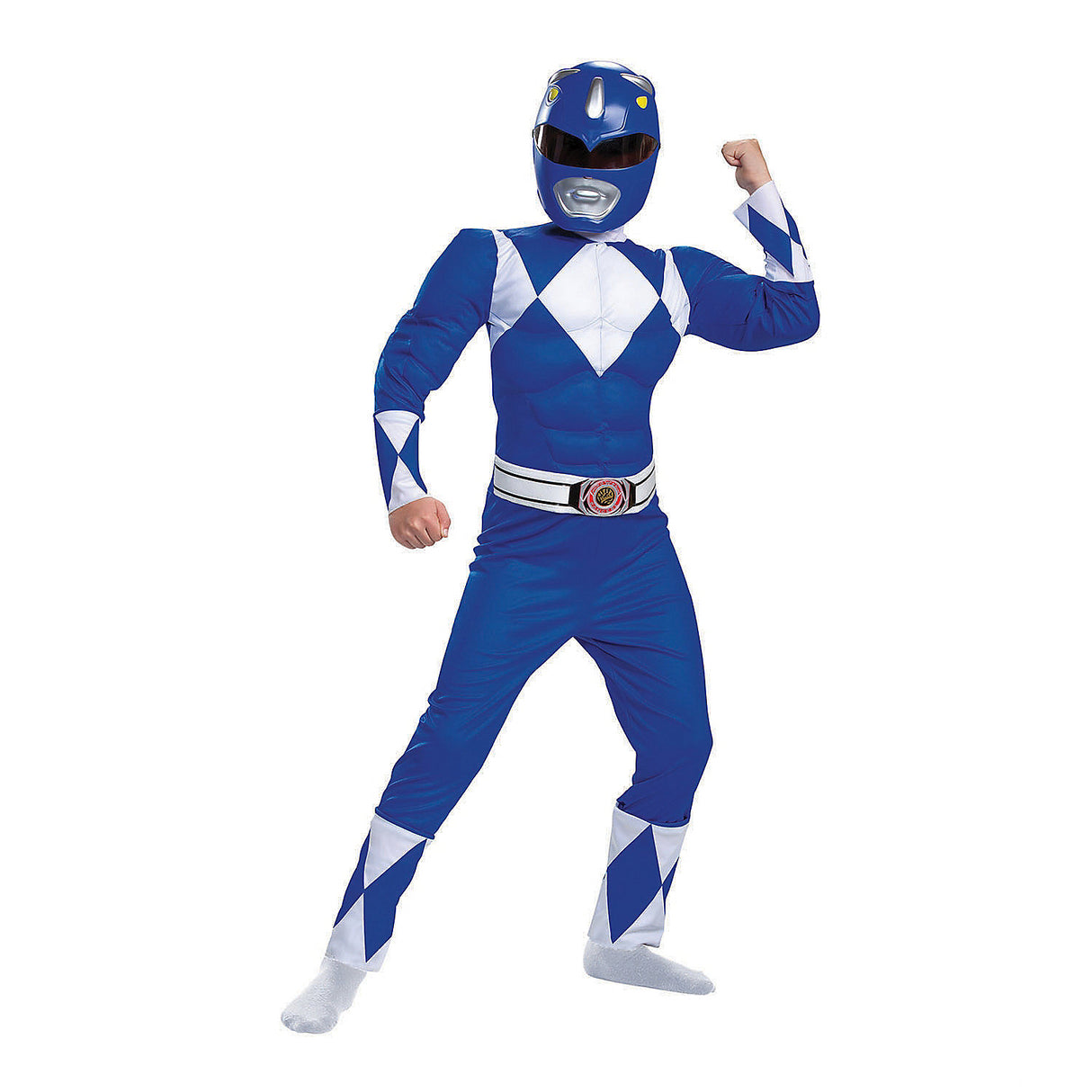 Blue Ranger Classic Muscle Costume for Halloween Parties Dress Up and Superhero Adventures