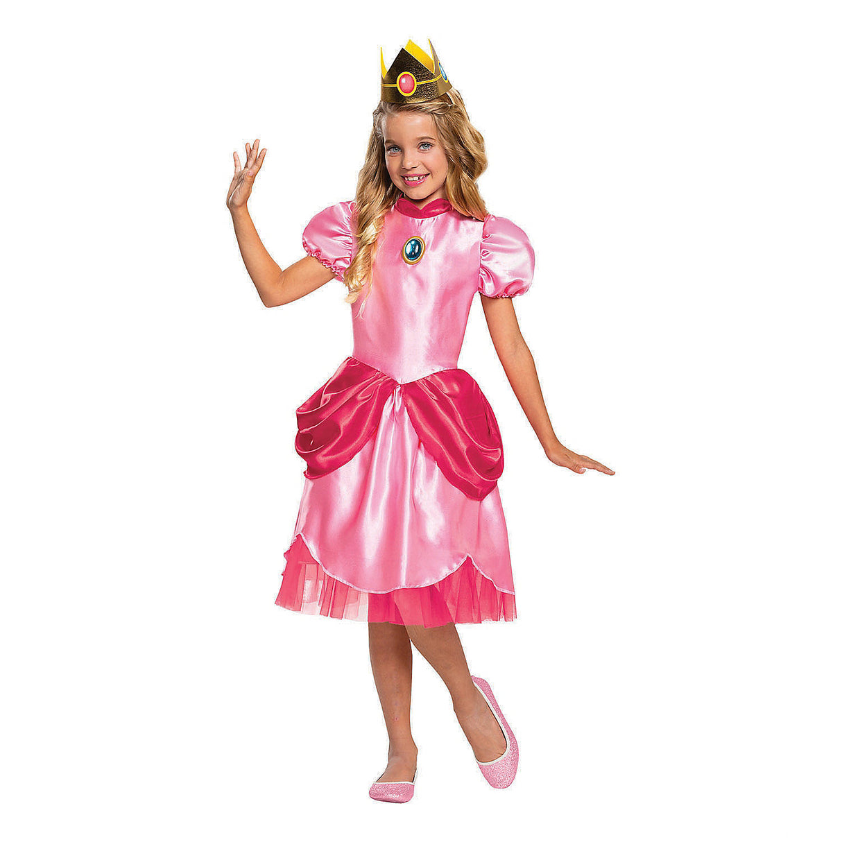 Girls Princess Peach Classic Costume for Halloween Parties Birthday Celebrations and Imaginative Play