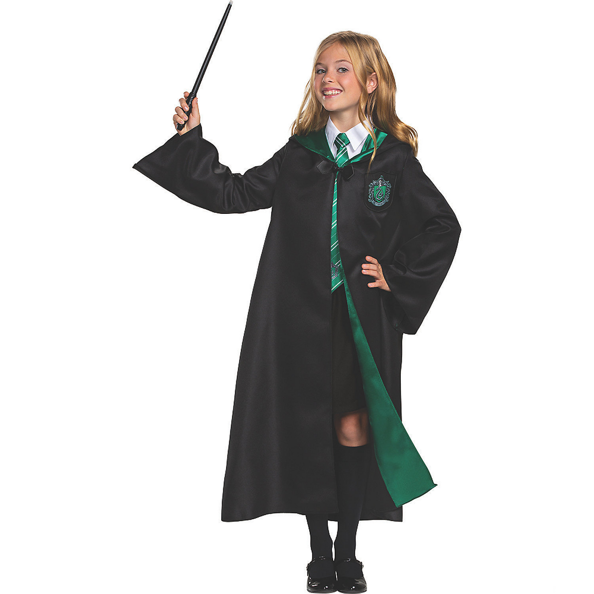 Kids Slytherin Robe Deluxe Costume for Halloween Parties Themed Events and Trick or Treating