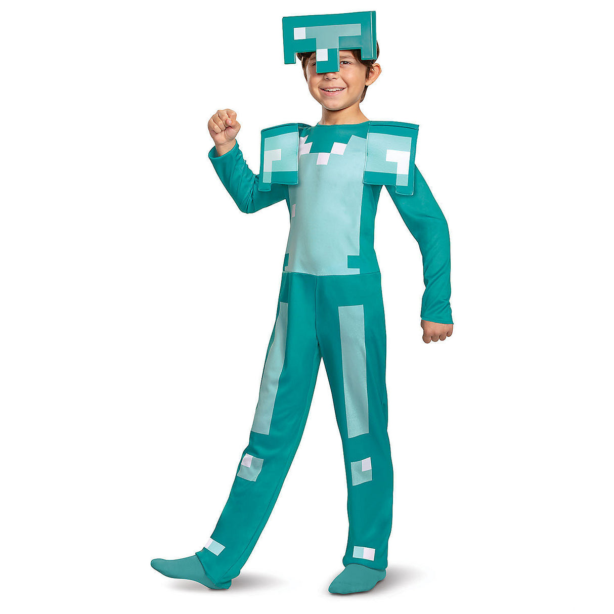 Kids Classic Minecraft Diamond Armor Jumpsuit Costume for Halloween Parties and Minecraft Themed Celebrations
