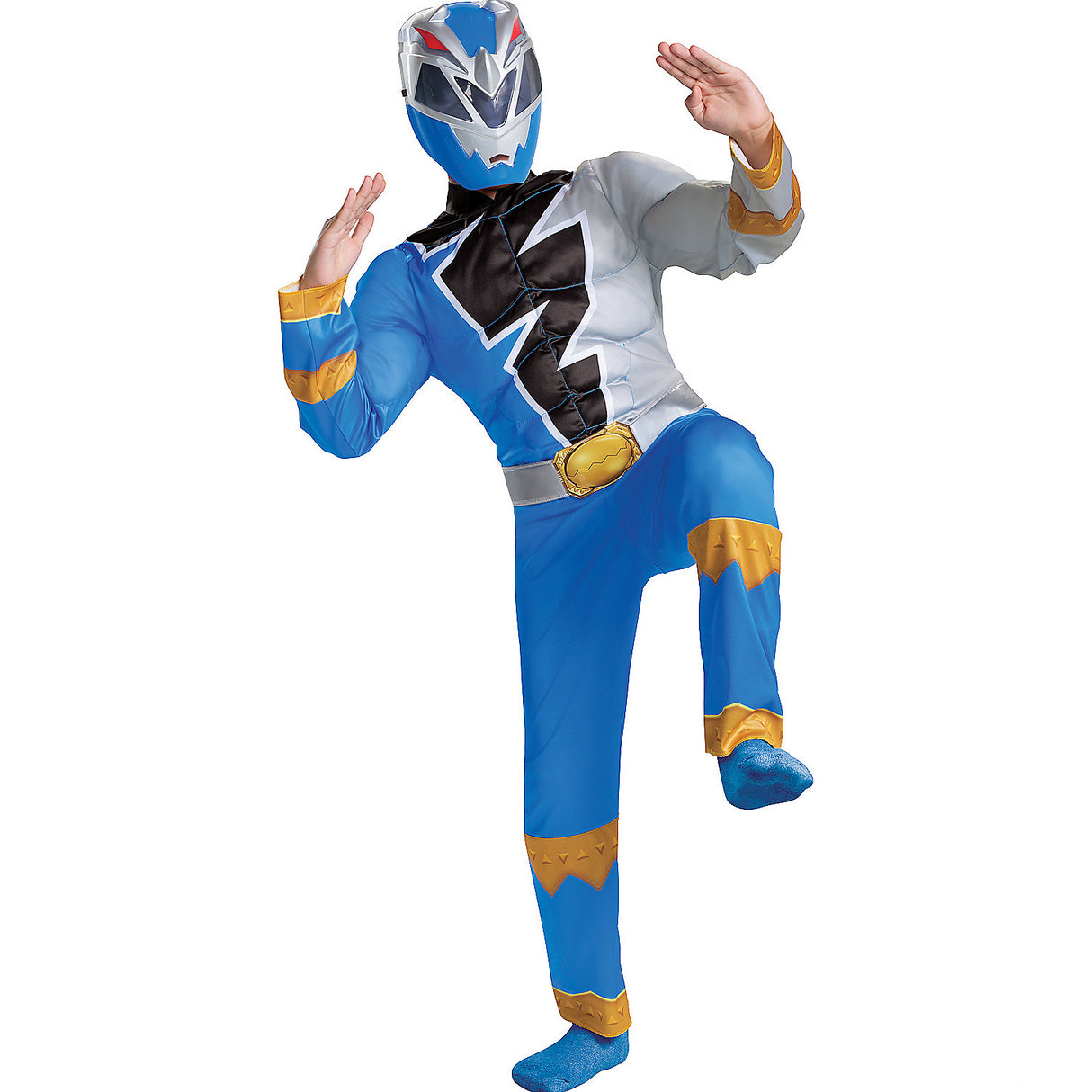 Boy's Blue Ranger Dino Fury Muscle Costume for Halloween Parties Superhero Events and Imaginative Play
