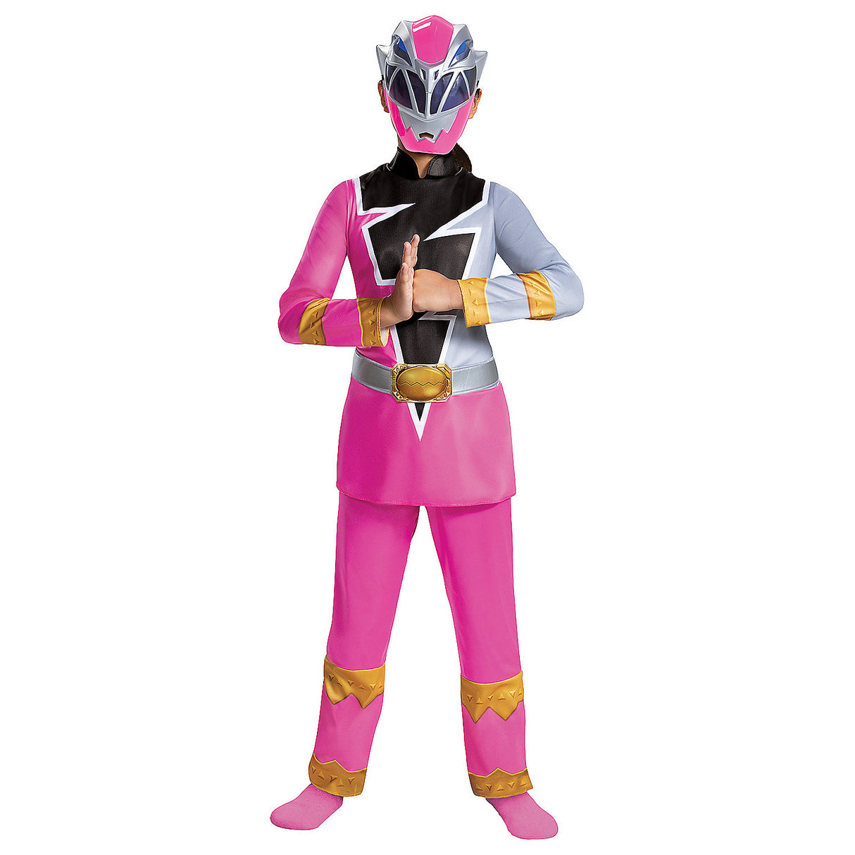 Deluxe Pink Ranger Dino Fury Costume for Kids Halloween Parties and Superhero Dress Up