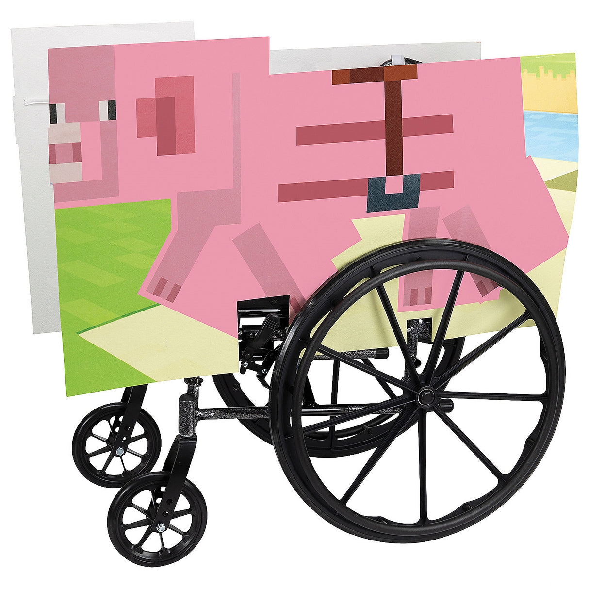 Fun Minecraft Pig Adaptive Wheelchair Cover for School Events and Imaginative Play