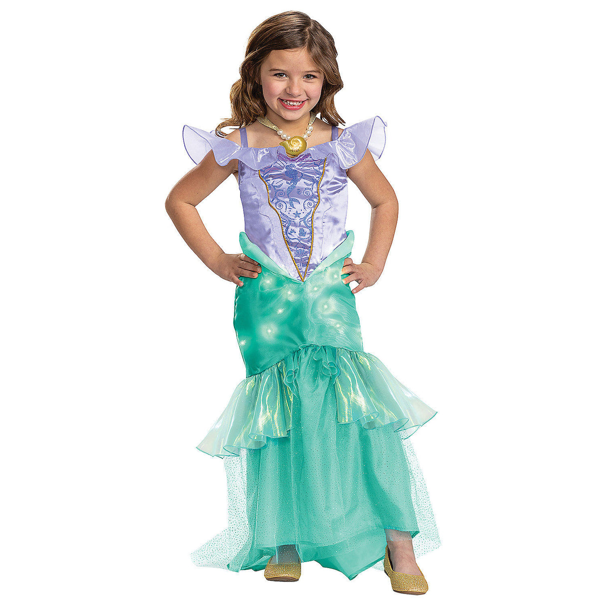 Deluxe Kid's Little Mermaid Ariel Costume with Light and Sound for Halloween and Dress-Up Events