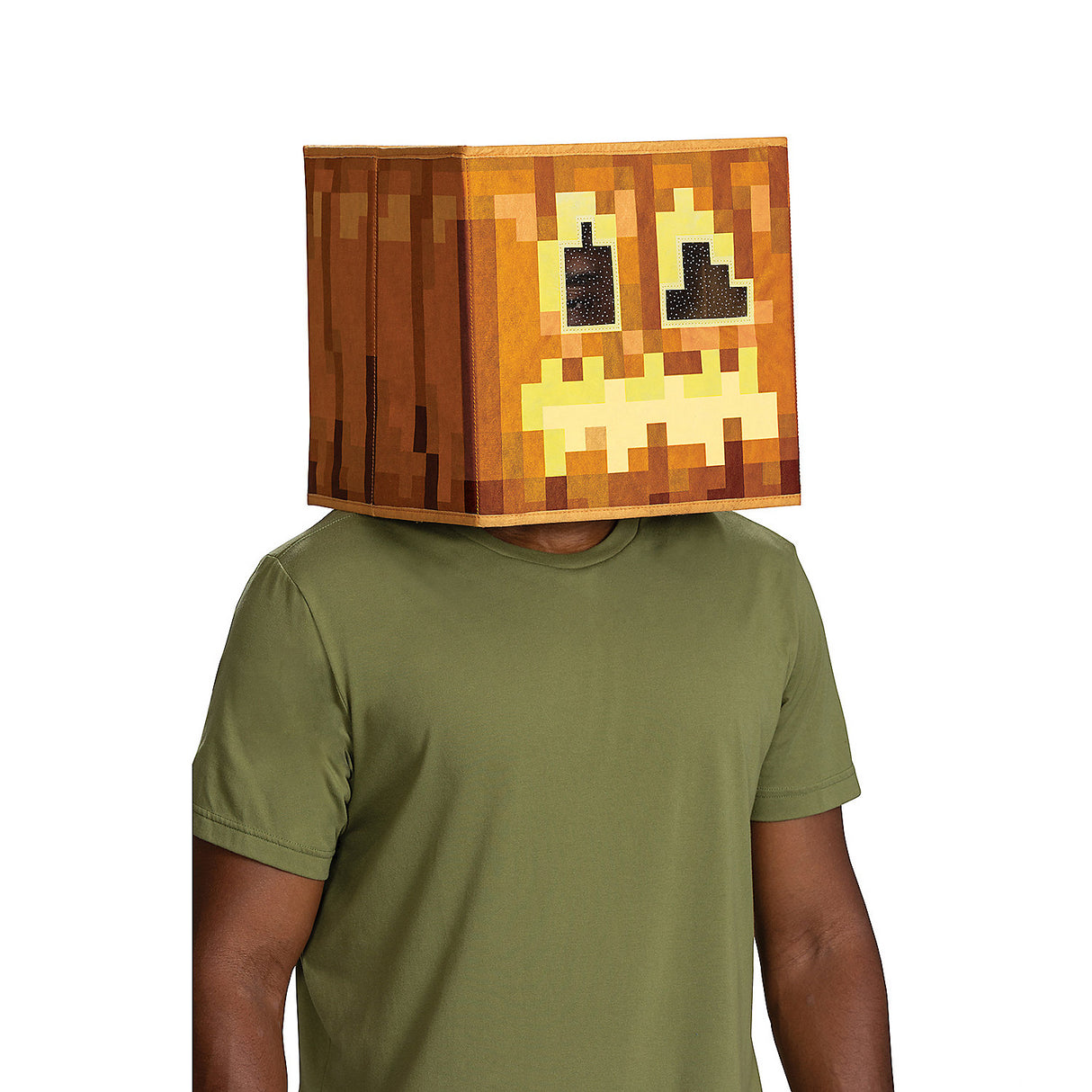 Minecraft Anniversary Jack-O-Lantern Block Head Mask for Halloween Parties and Costume Events