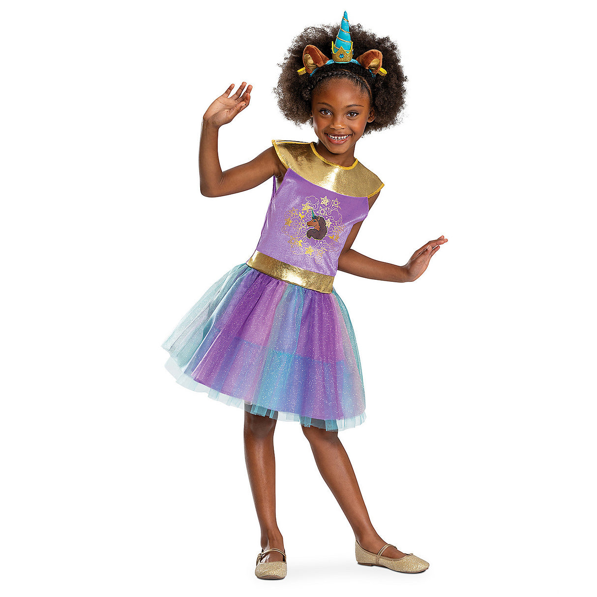 Magical Girl's Classic Afro Unicorn Dress Costume for Halloween Parties School Events and Fun Dress Up