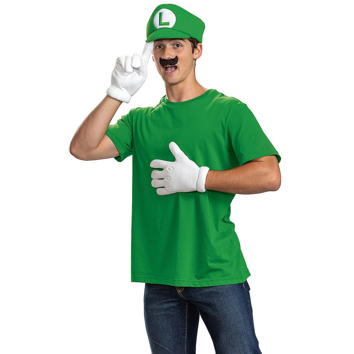 Instant Luigi Costume Accessory Kit for Super Mario Fans Fun Themed Events and Costume Parties