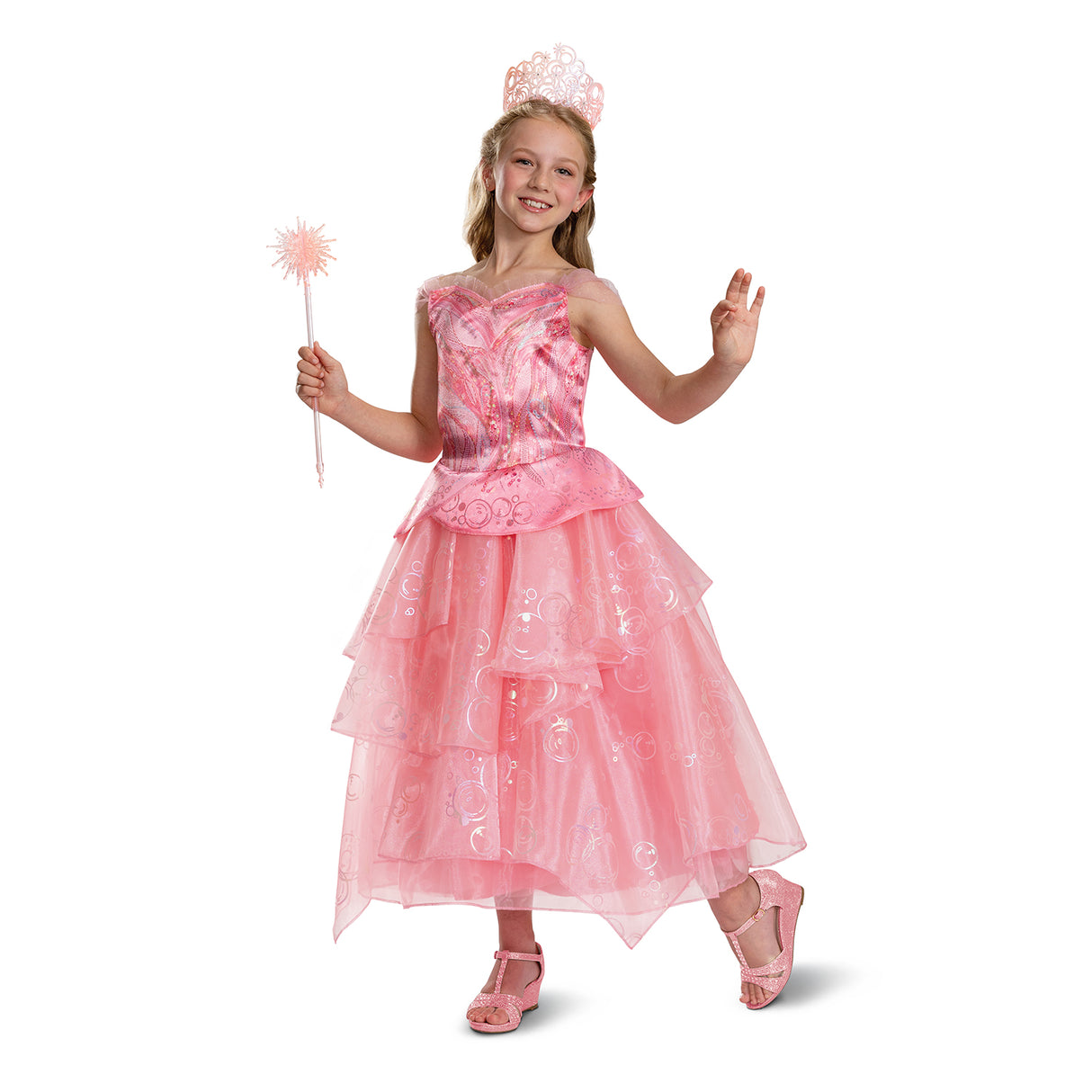 Deluxe Toddler Wicked Glinda the Good Witch Pink Dress Costume for Halloween Dress-Up and Themed Parties