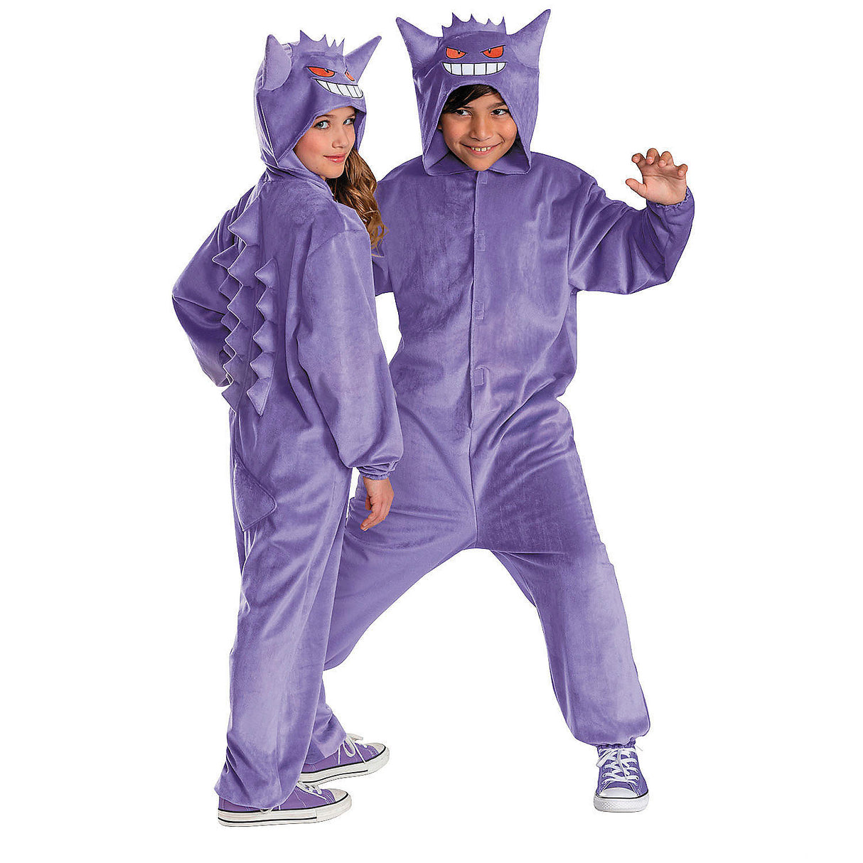 Kids Deluxe Pokmon Gengar Hooded Jumpsuit Costume for Halloween Trick or Treating and Themed Birthday Parties