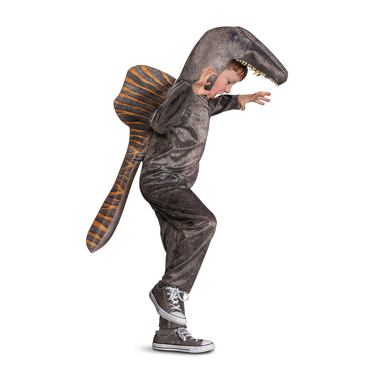 Kids Spinosaurus Hooded Jumpsuit Costume for Jurassic World Themed Parties and Dress-Up Fun
