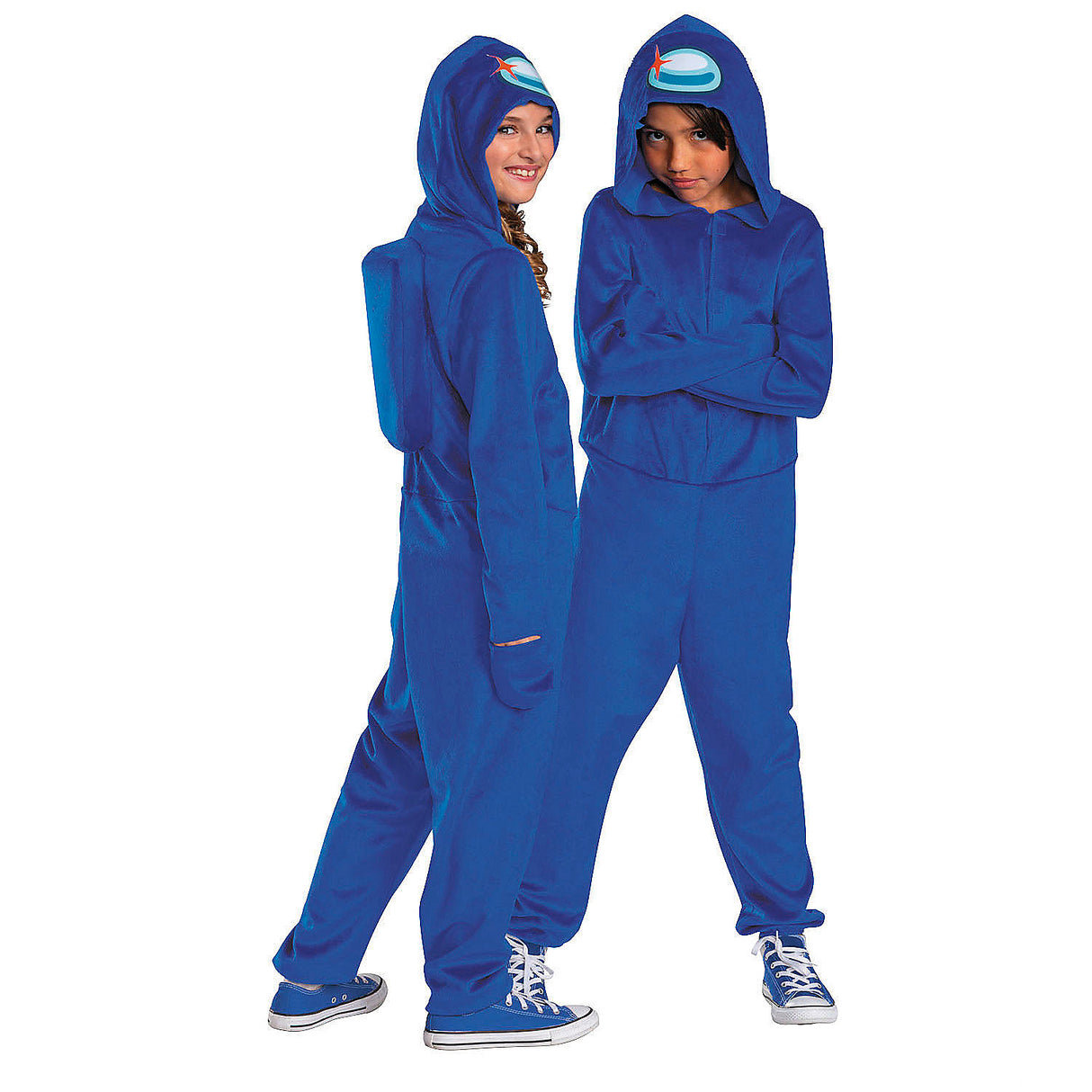 Kids Among Us Blue Imposter Hooded Jumpsuit for Halloween Parties and Trick or Treat Adventures
